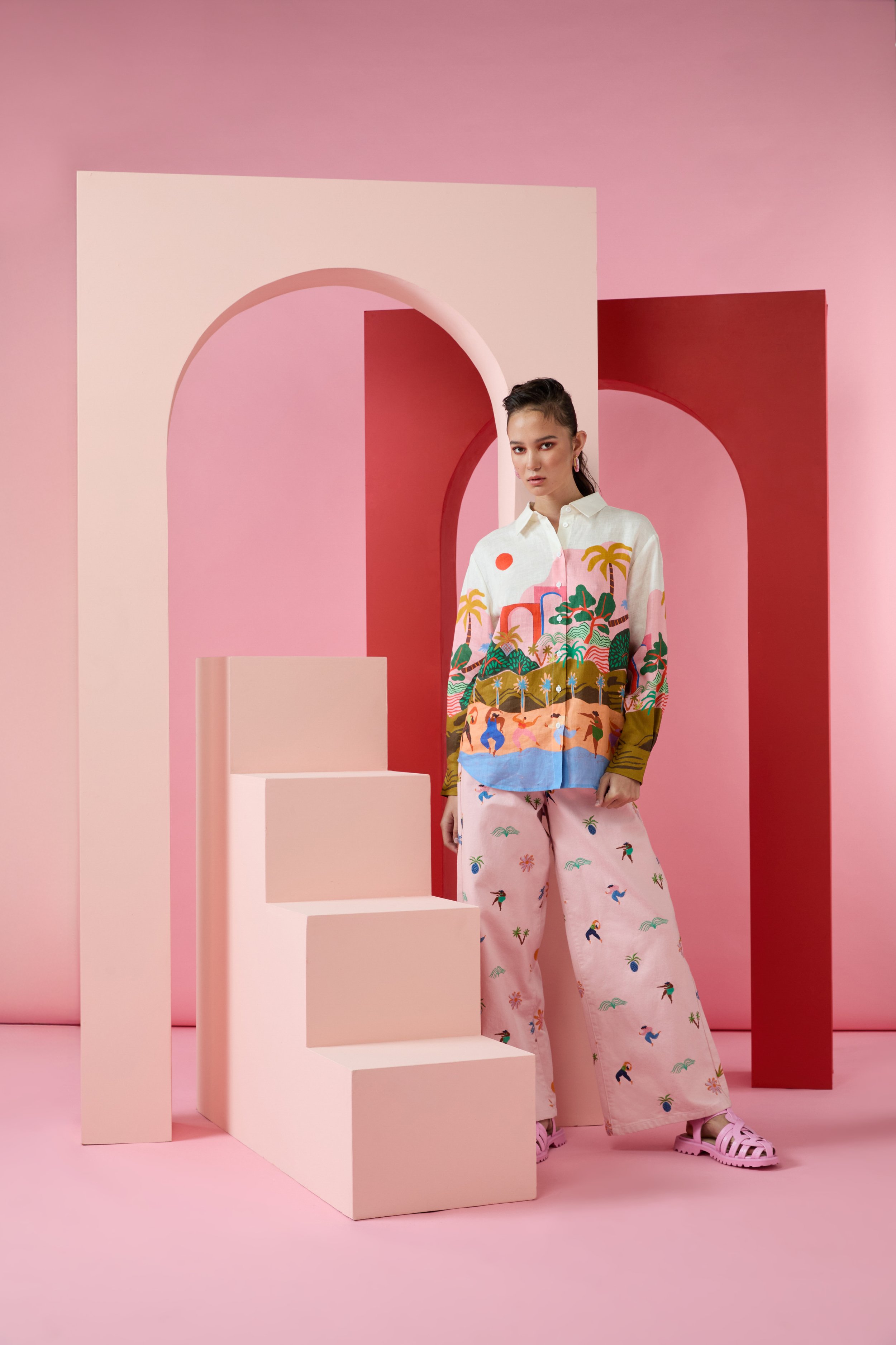 Arty Guava x Gorman collaboration featuring vibrant, joyful art inspired by movement, feminine energy, and playful expression. Colourful wearable art celebrating harmony, creativity, and connection.