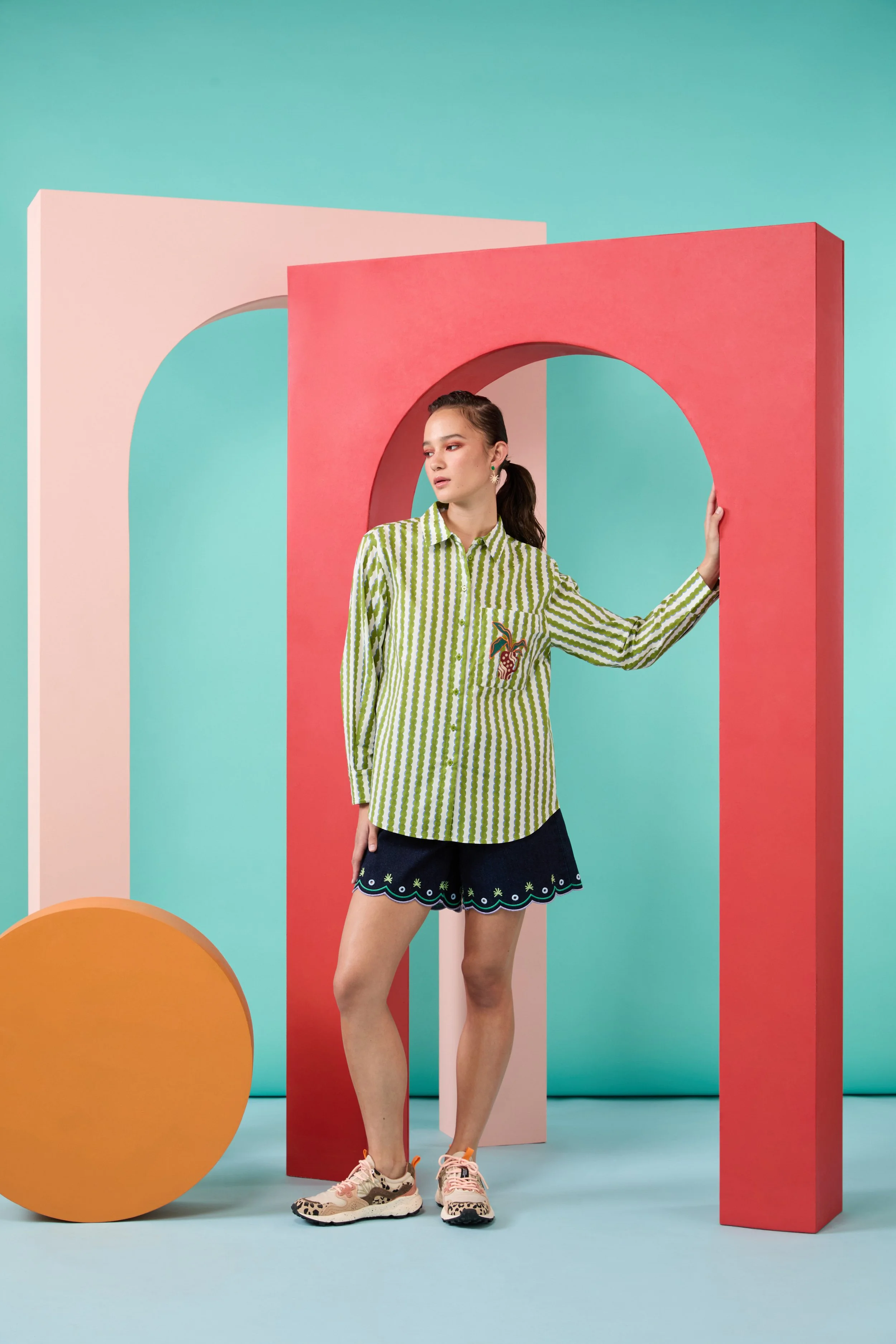 Arty Guava x Gorman collaboration featuring vibrant, joyful art inspired by movement, feminine energy, and playful expression. Colourful wearable art celebrating harmony, creativity, and connection.