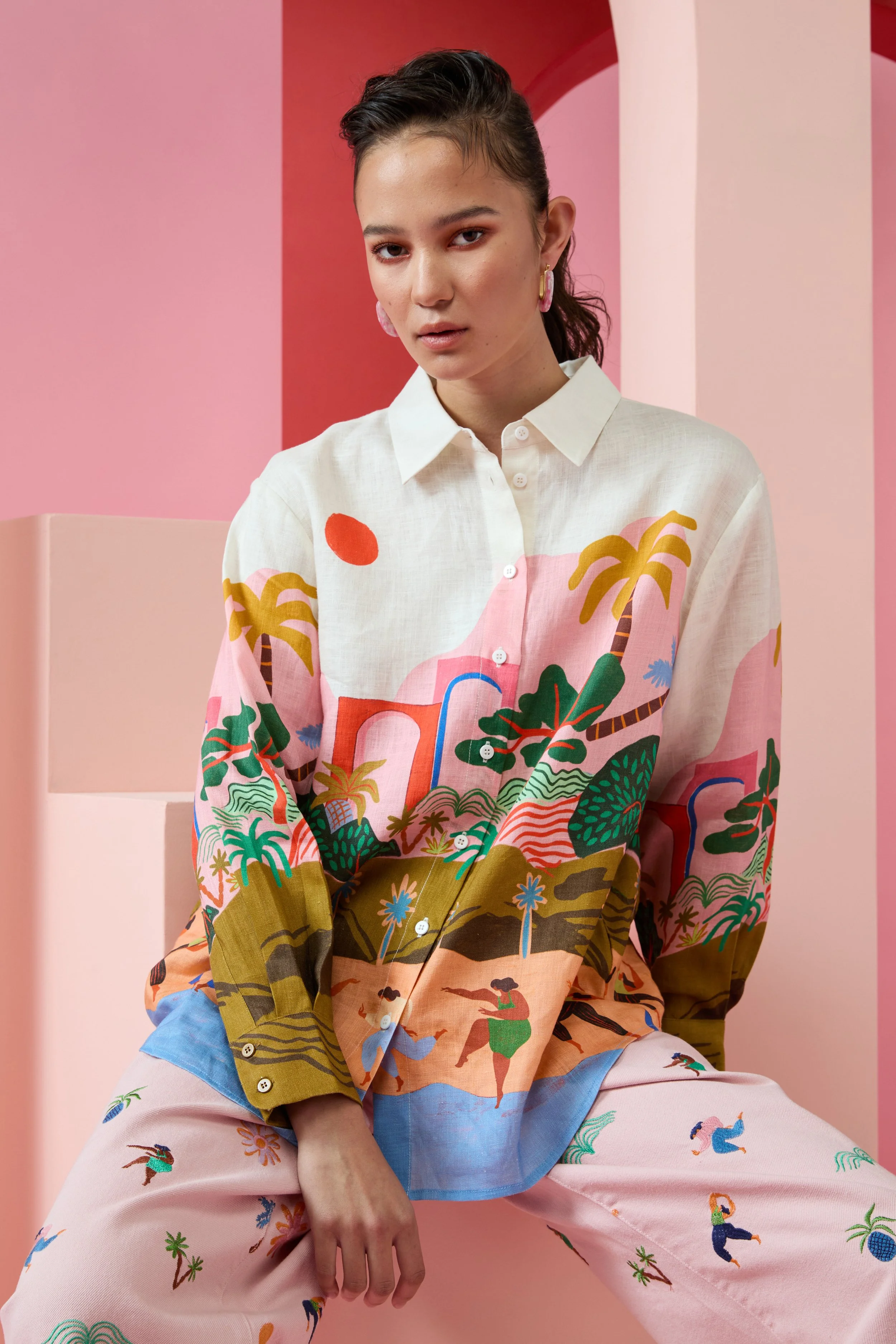 Arty Guava x Gorman collaboration featuring vibrant, joyful art inspired by movement, feminine energy, and playful expression. Colourful wearable art celebrating harmony, creativity, and connection.