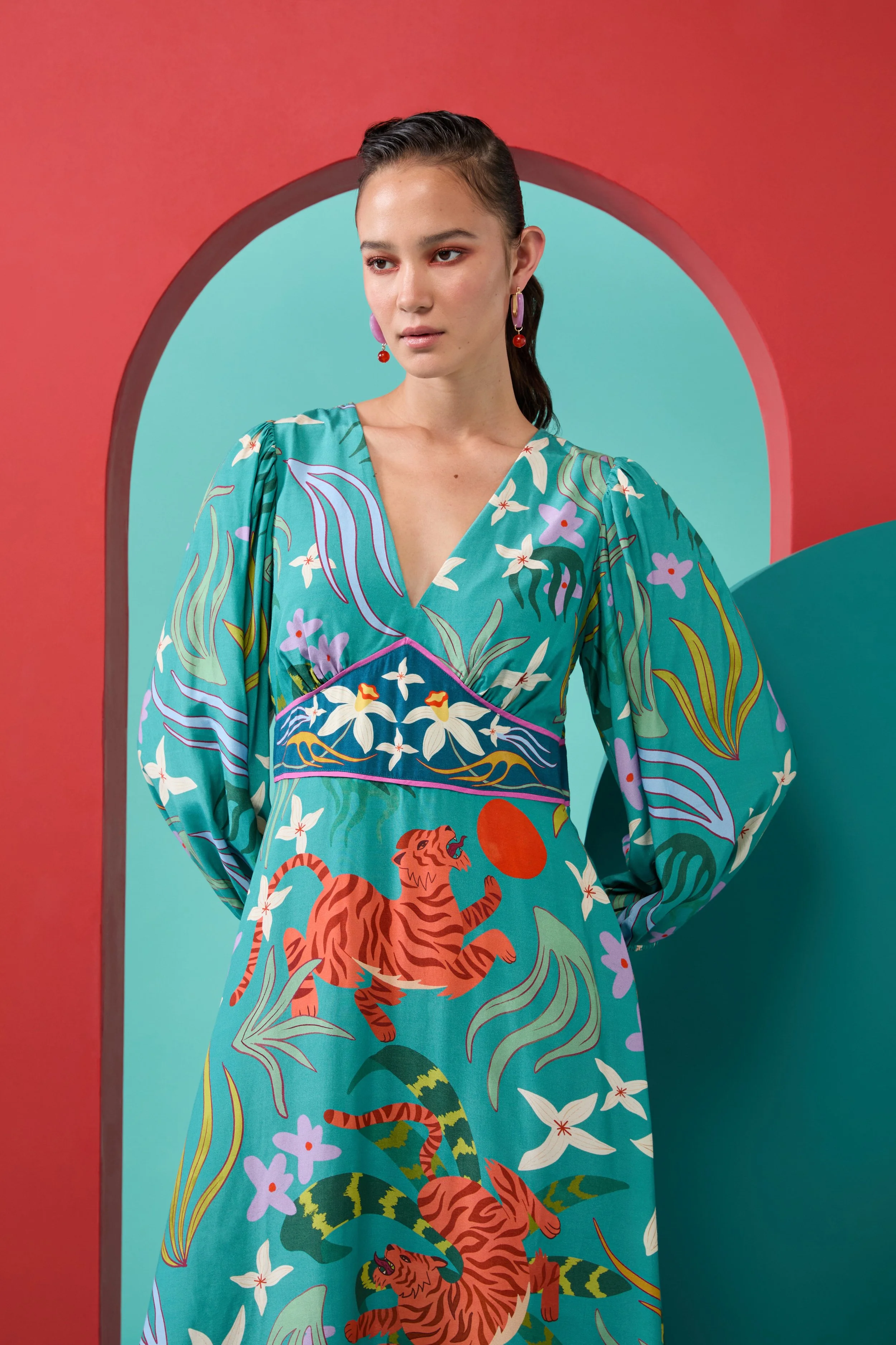 Arty Guava x Gorman collaboration featuring vibrant, joyful art inspired by movement, feminine energy, and playful expression. Colourful wearable art celebrating harmony, creativity, and connection.