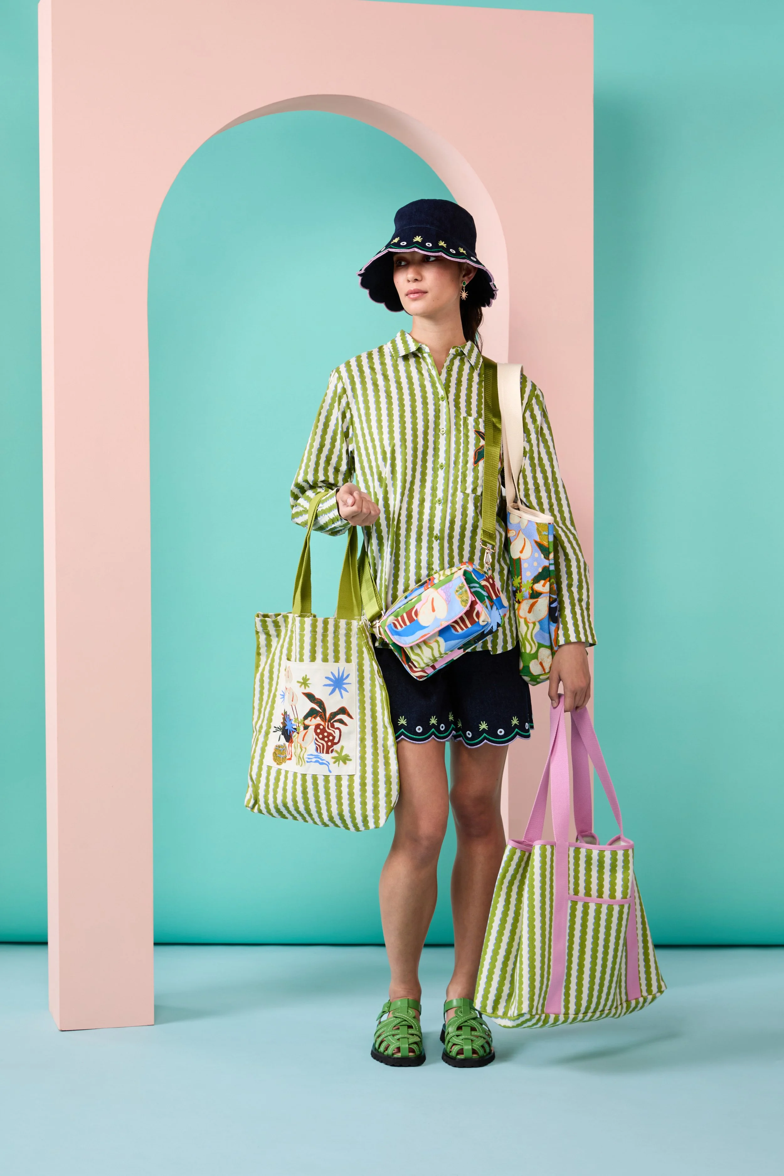 Arty Guava x Gorman collaboration featuring vibrant, joyful art inspired by movement, feminine energy, and playful expression. Colourful wearable art celebrating harmony, creativity, and connection.