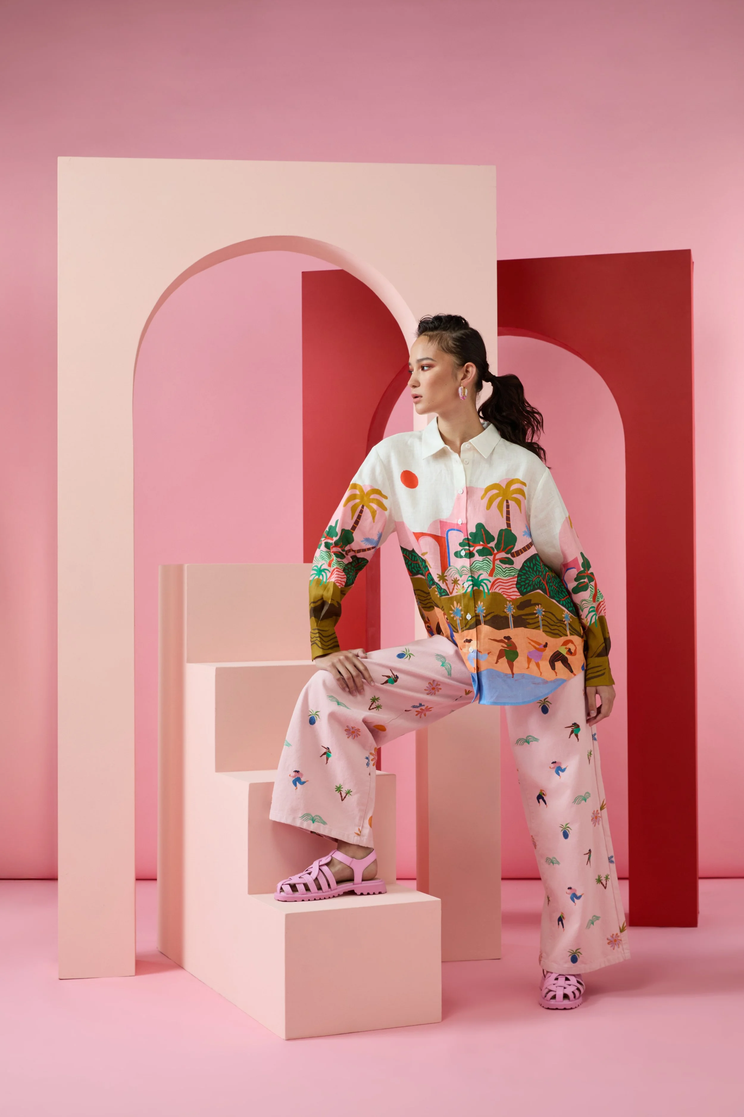 Arty Guava x Gorman collaboration featuring vibrant, joyful art inspired by movement, feminine energy, and playful expression. Colourful wearable art celebrating harmony, creativity, and connection.