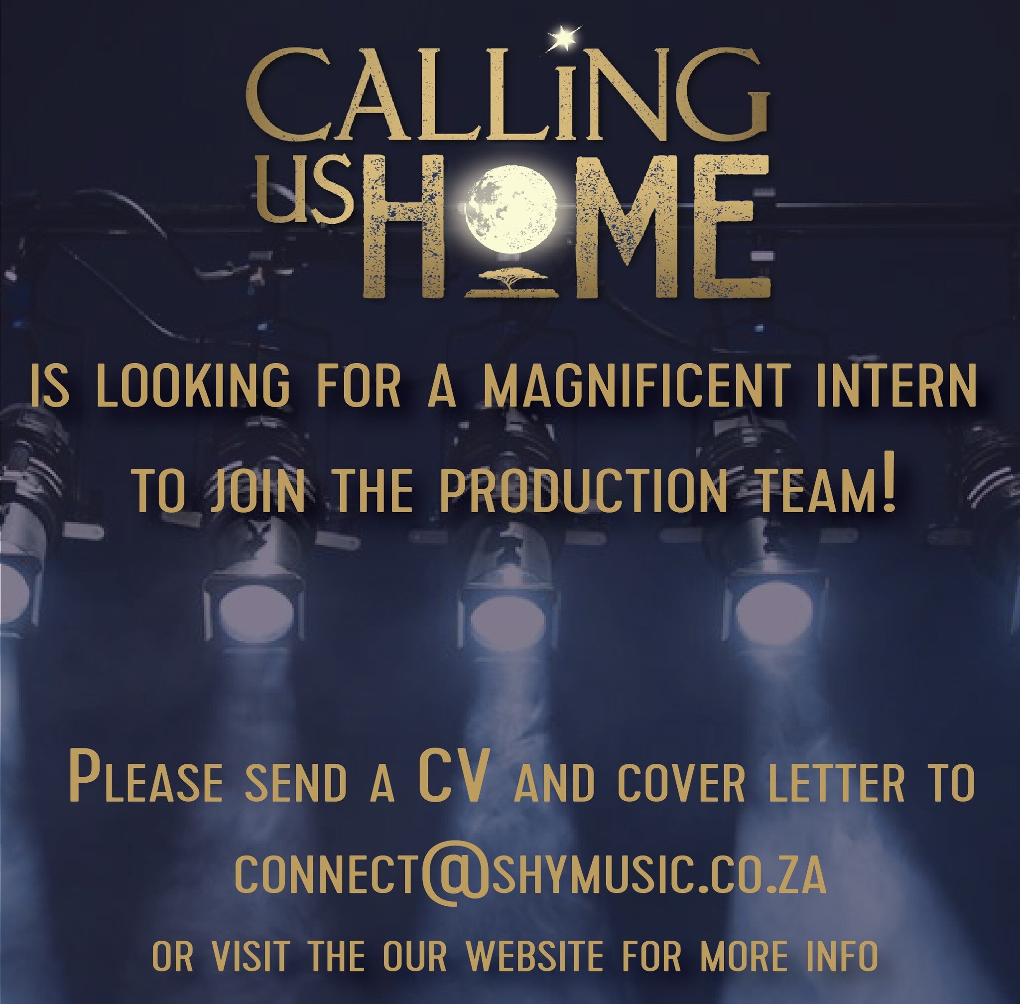 JOIN THE TEAM! 
We have some news &ndash; We need an INTERN! 

We are swiftly approaching our #CallingUsHome opening night in #CapeTown!
To keep up with all of the excitement, we are looking to fill a paid, part-time Internship position in our Cape T