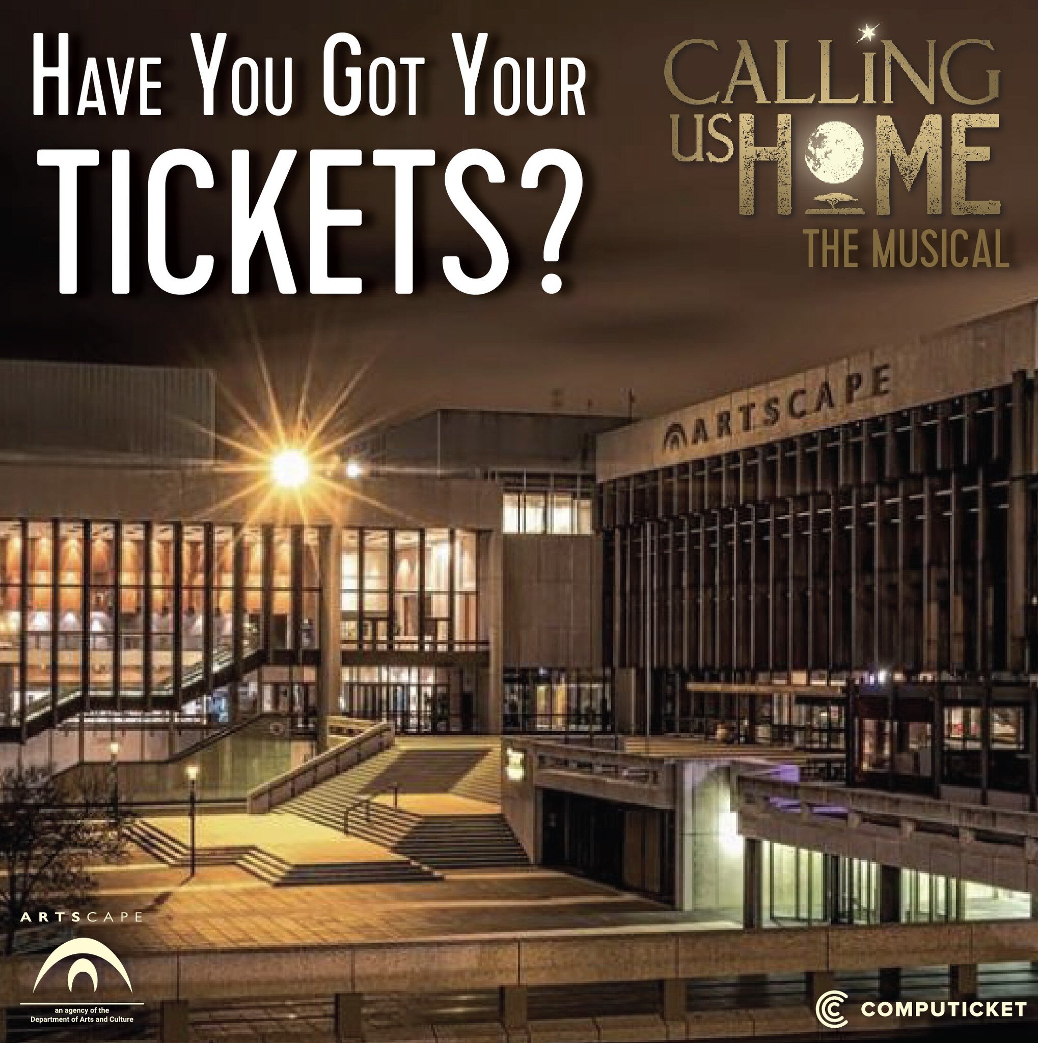 Have you got your TICKETS? 

Don&rsquo;t miss your chance to see #CallingUsHomeTheMusical at Artscape Theatre in February 2023 before it follows a Trail of Stars on its first World Tour!
Click the link in our bio to get your tickets! 🎟

#CallingUsHo