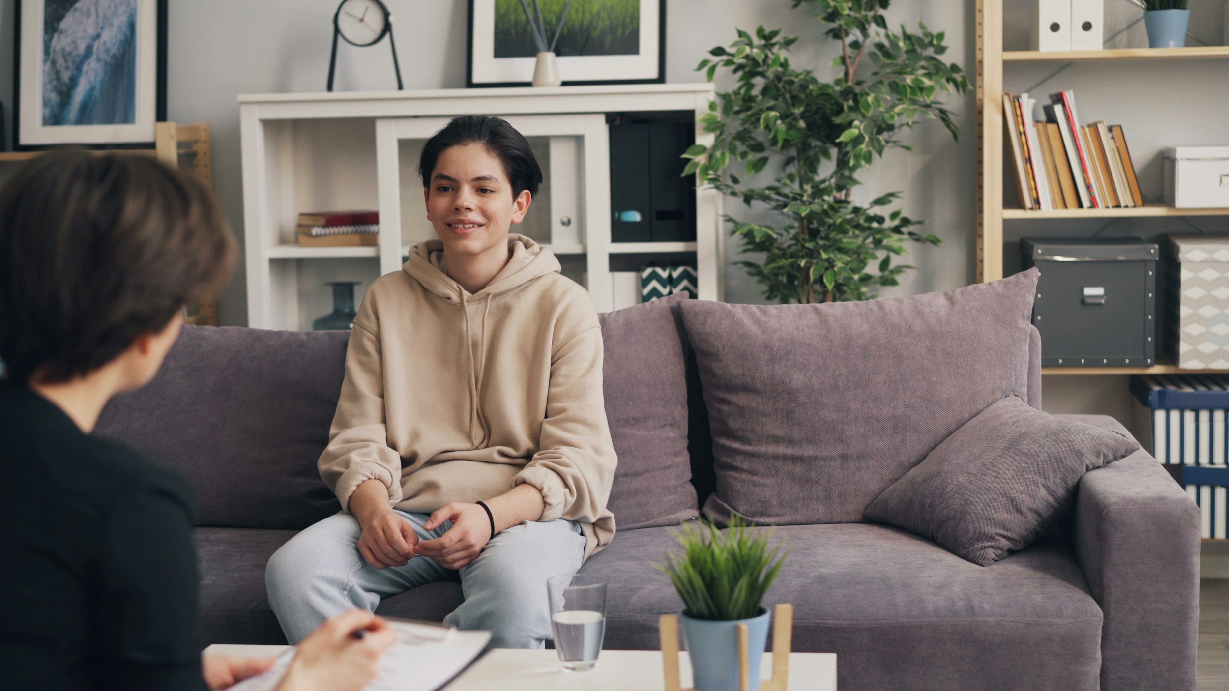 teen boy in a therapy session with a therapist