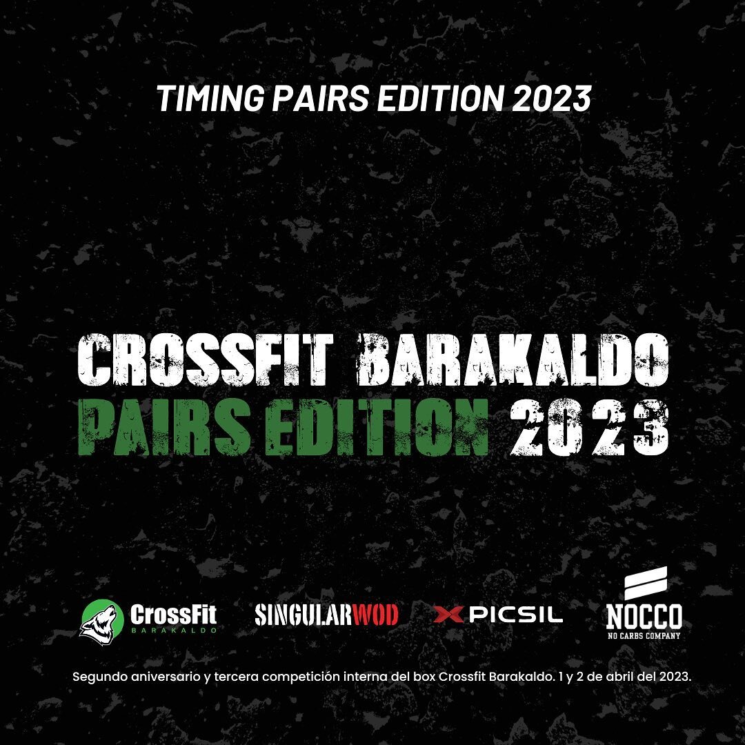 🕒 TIMING PAIRS EDITION🕢

&iexcl;Muy buenas lobxs! 

Como ya sab&eacute;is solo faltan dos d&iacute;as para la competici&oacute;n de crossfit barakaldo pairs edition!!💚🐺 

Por ello, os compartimos cu&aacute;l ser&aacute; el timing del los Heats y 