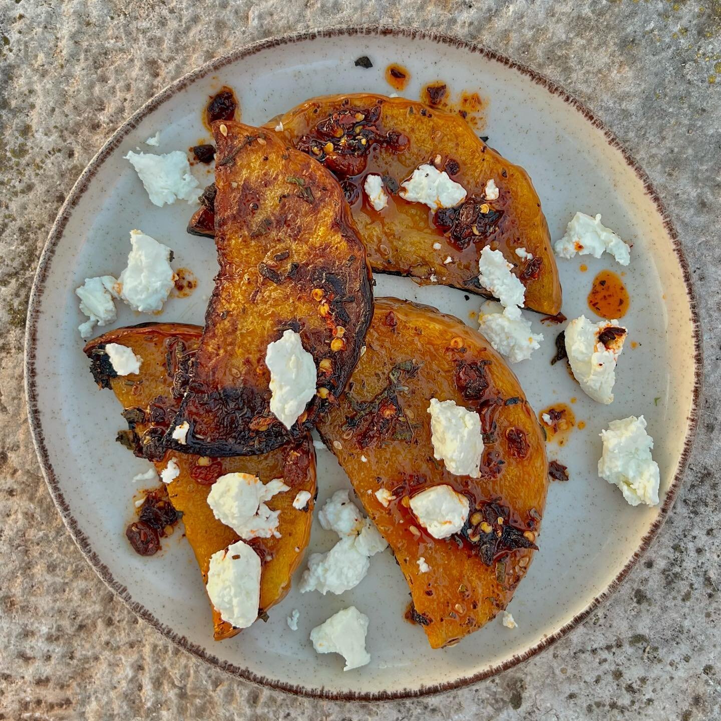 Slowly easing into autumn with some new plates on our menu! Butternut squash with za&rsquo;atar, sage &amp;chilli oil topped with our fresh cheese