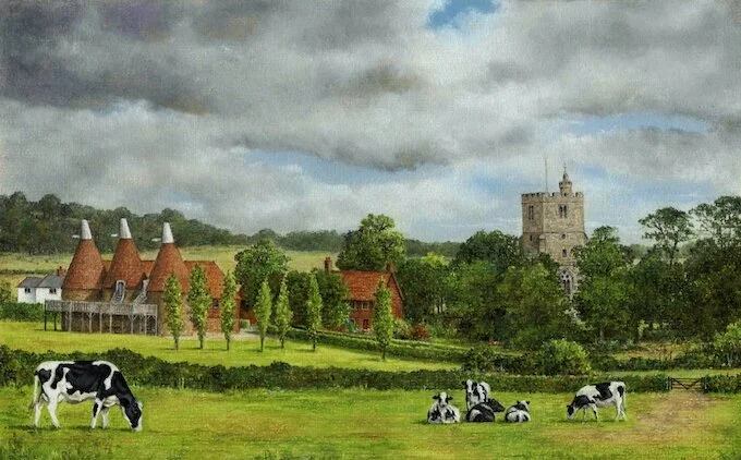 Cow & Meadow in Pastel Pencils - Preview