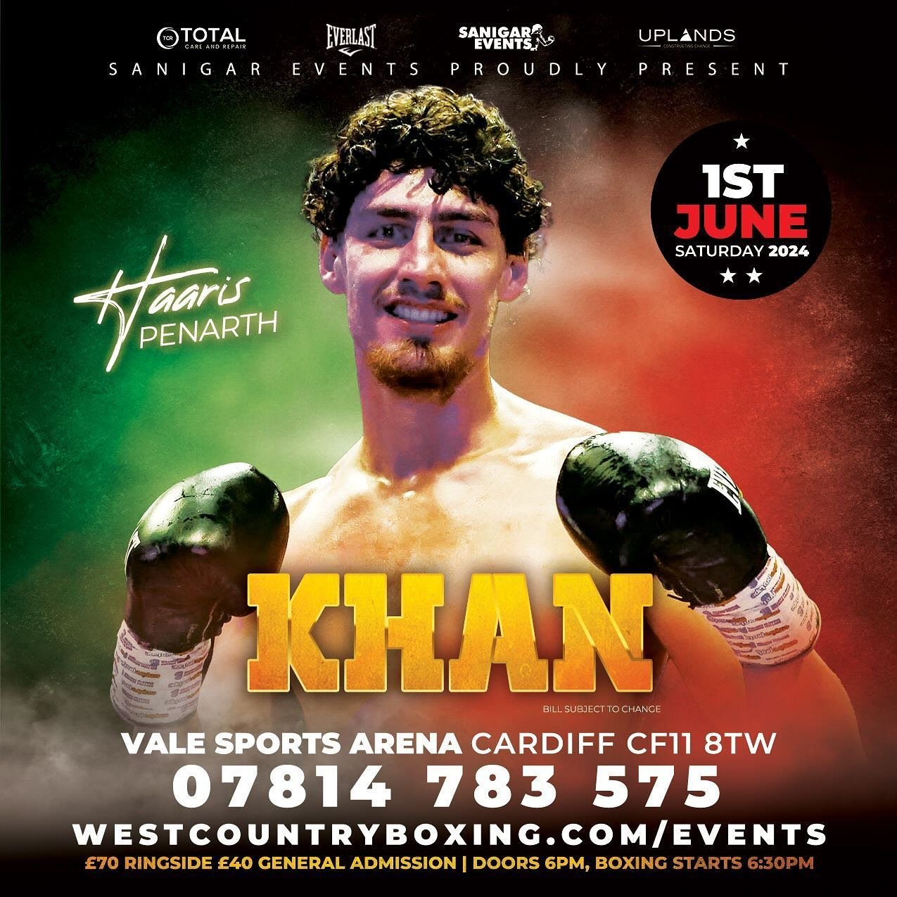 🚨 𝐉𝐔𝐍𝐄 𝟏𝐬𝐭 𝐔𝐍𝐃𝐄𝐑𝐂𝐀𝐑𝐃 𝐍𝐄𝐖𝐒 🚨

We are excited to share even more undercard news ahead of our massive show in Cardiff on Saturday 1st June, topped with the highly anticipated Welsh title showdown between Ryan Pocock and Ethan Georg