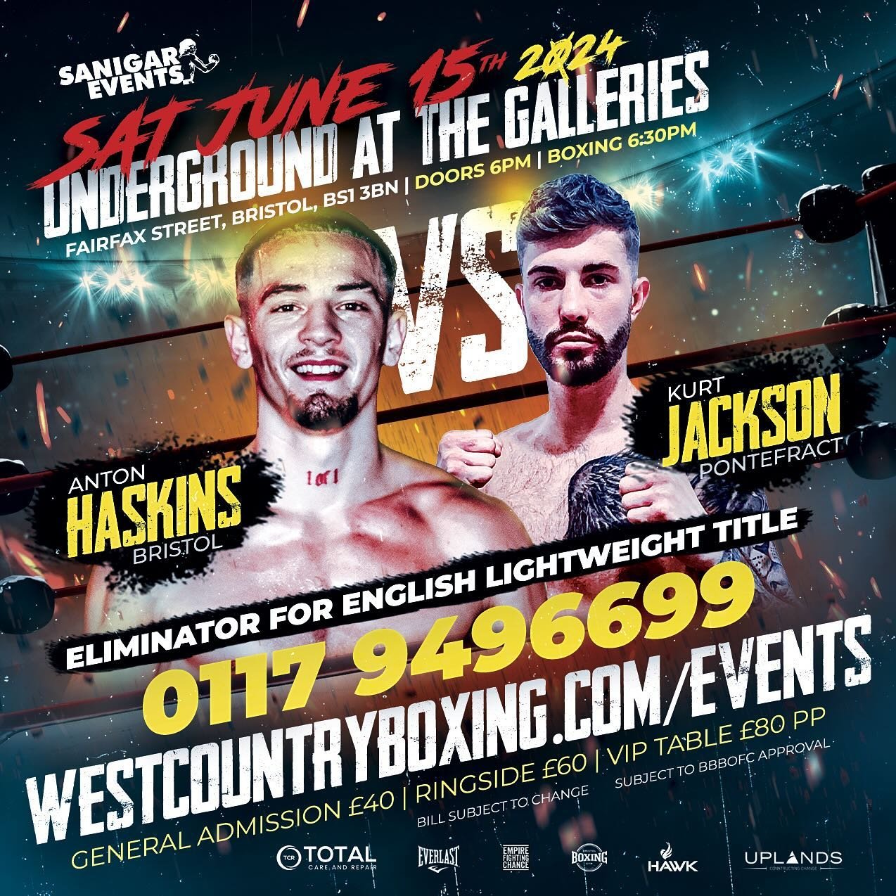 Bristol&rsquo;s @anton.haskins.3 takes on @kurtjacksonnn in an eliminator for the English Lightweight title on Saturday 15th June as we return to Underground @ The Galleries for another massive night of boxing 🔥

𝐓𝐢𝐜𝐤𝐞𝐭𝐬 𝐚𝐯𝐚𝐢𝐥𝐚𝐛𝐥𝐞 𝐧