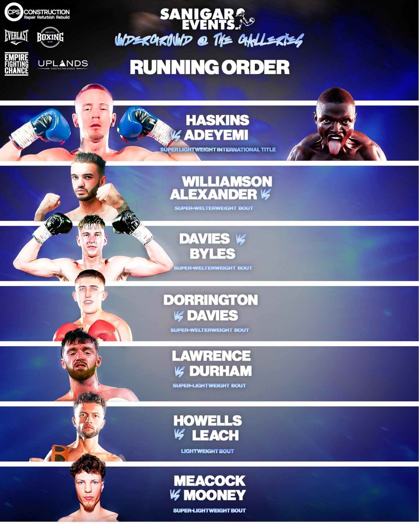 THE RUNNING ORDER FOR TONIGHT🚨
Here&rsquo;s the order of fights for tonight&rsquo;s STACKED card in Bristol, top to bottom with amazing talent, followed by a main event to remember, DON&rsquo;T MISS IT‼️