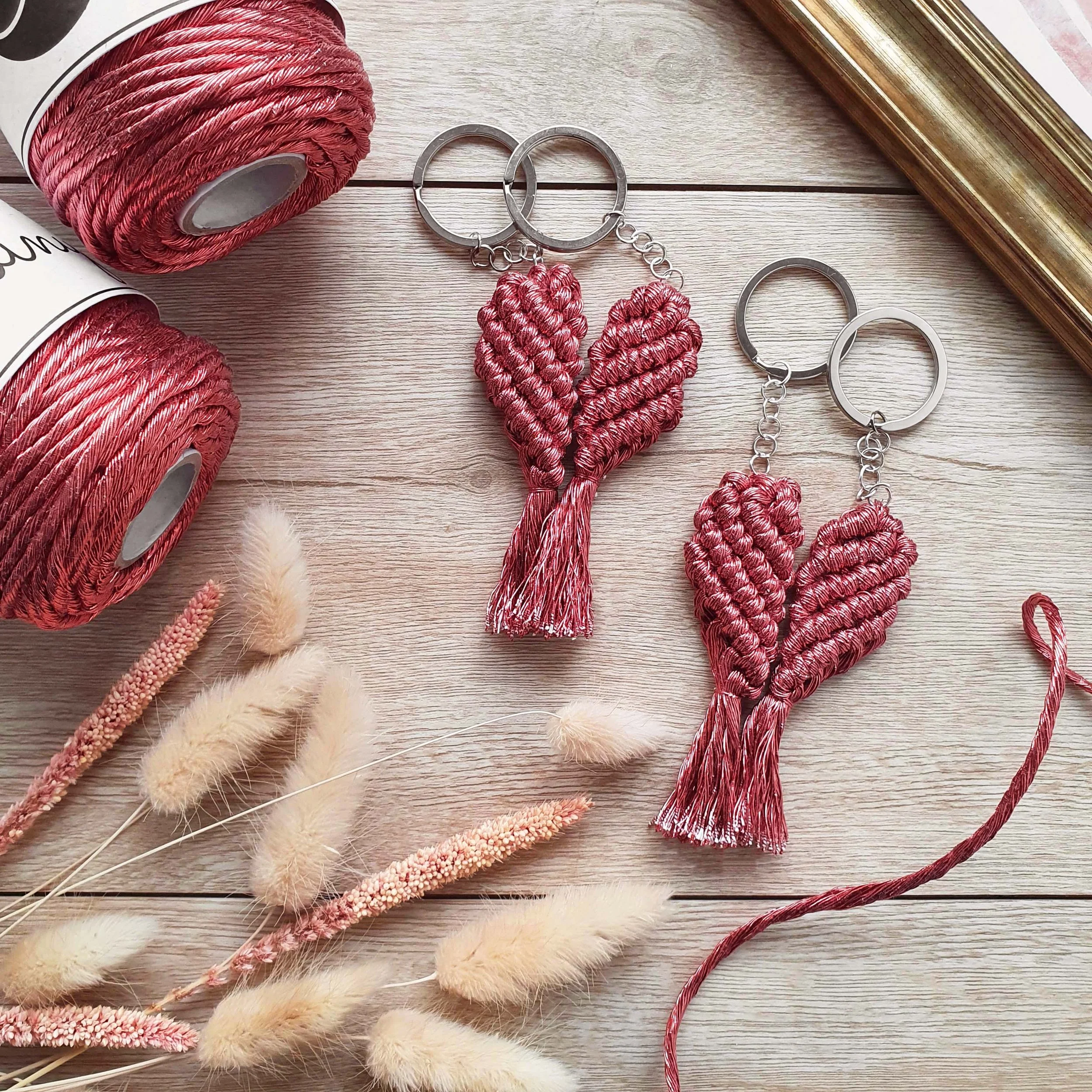 macrame heart keychain — the knot shop