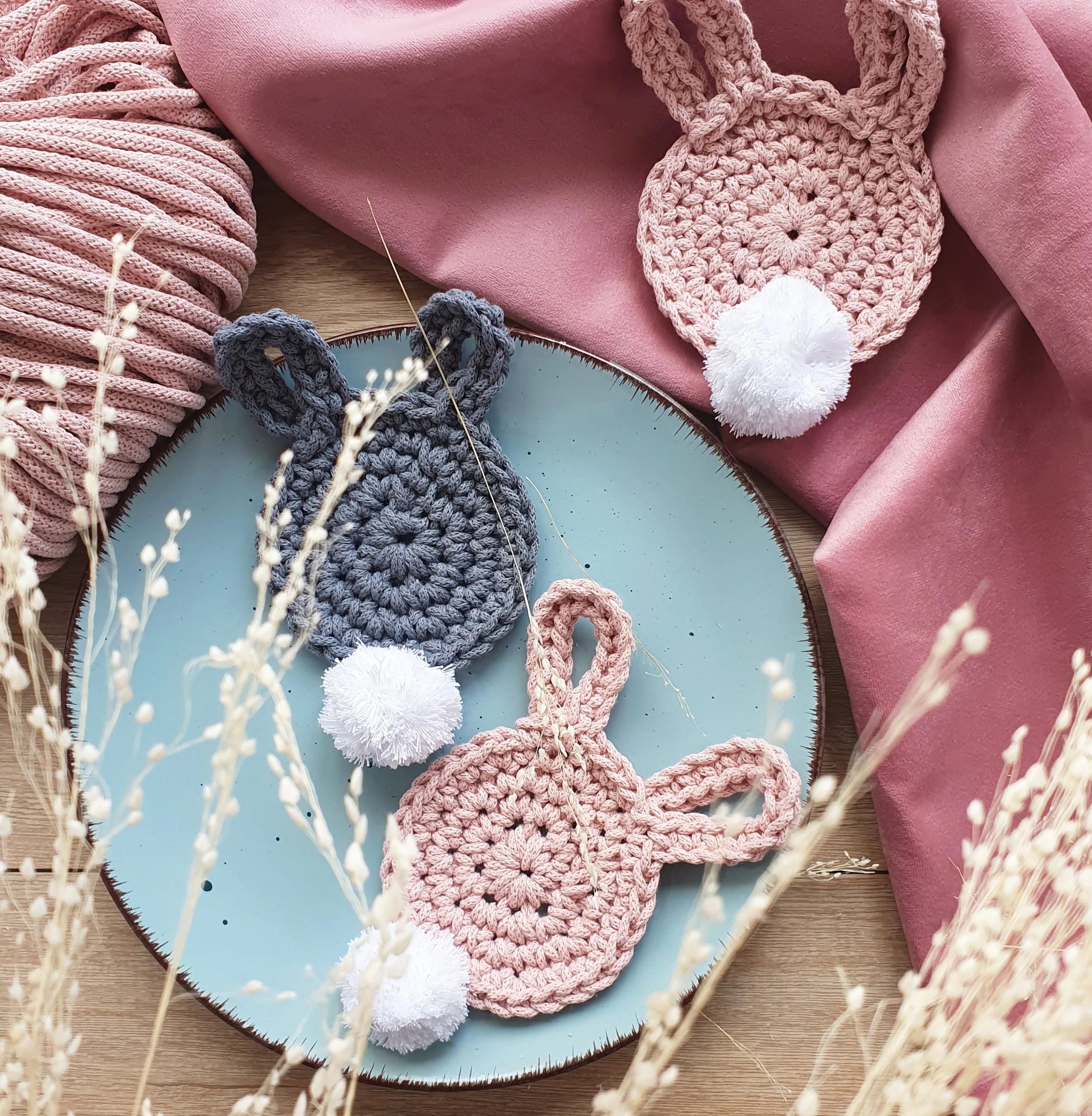 crochet bunny coaster — the knot shop