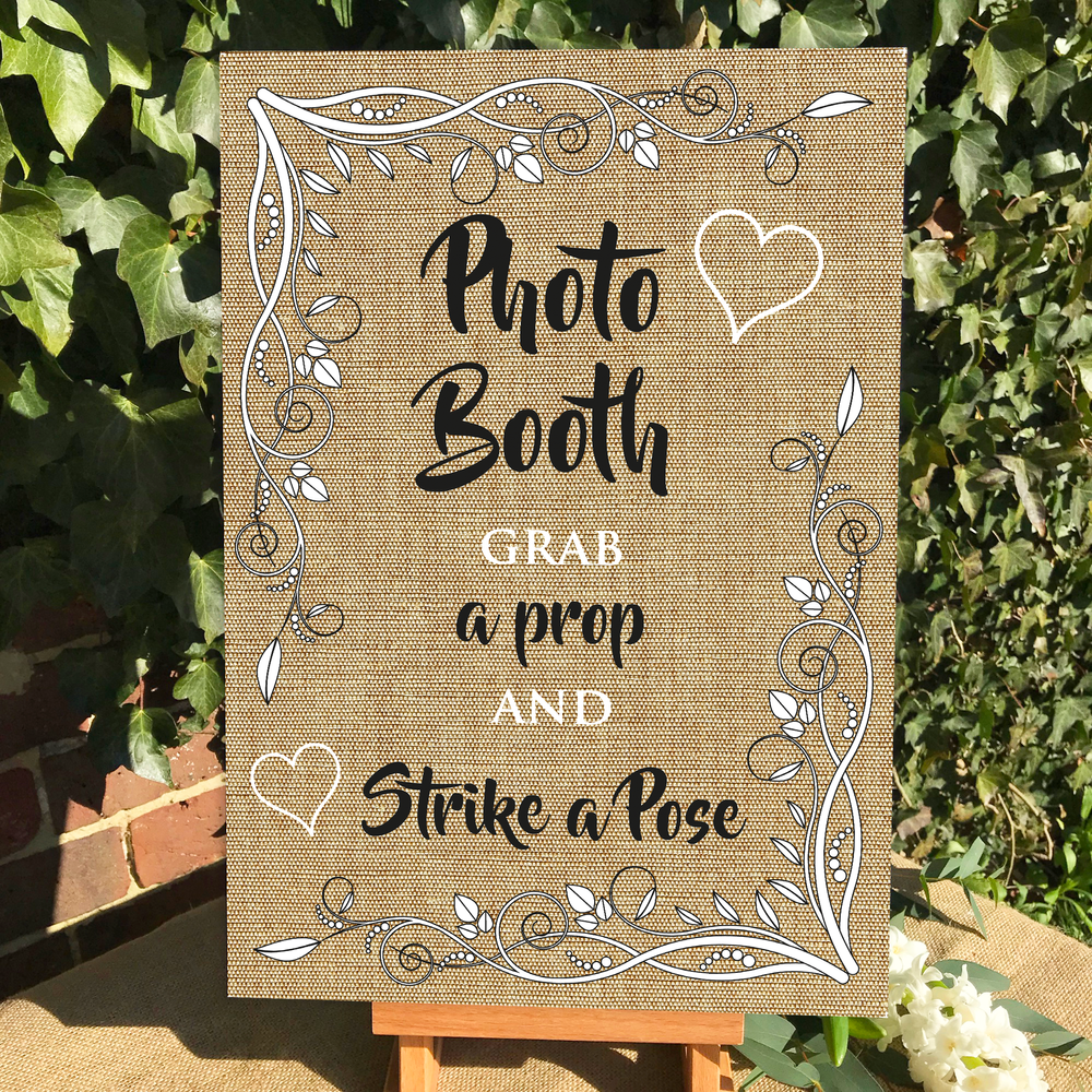 Burlap & Lace Rustic Pick A Prop Photo booth Wedding Sign Print Burlap & Lace Rustic Pick A Prop Photo booth Wedding Sign Print