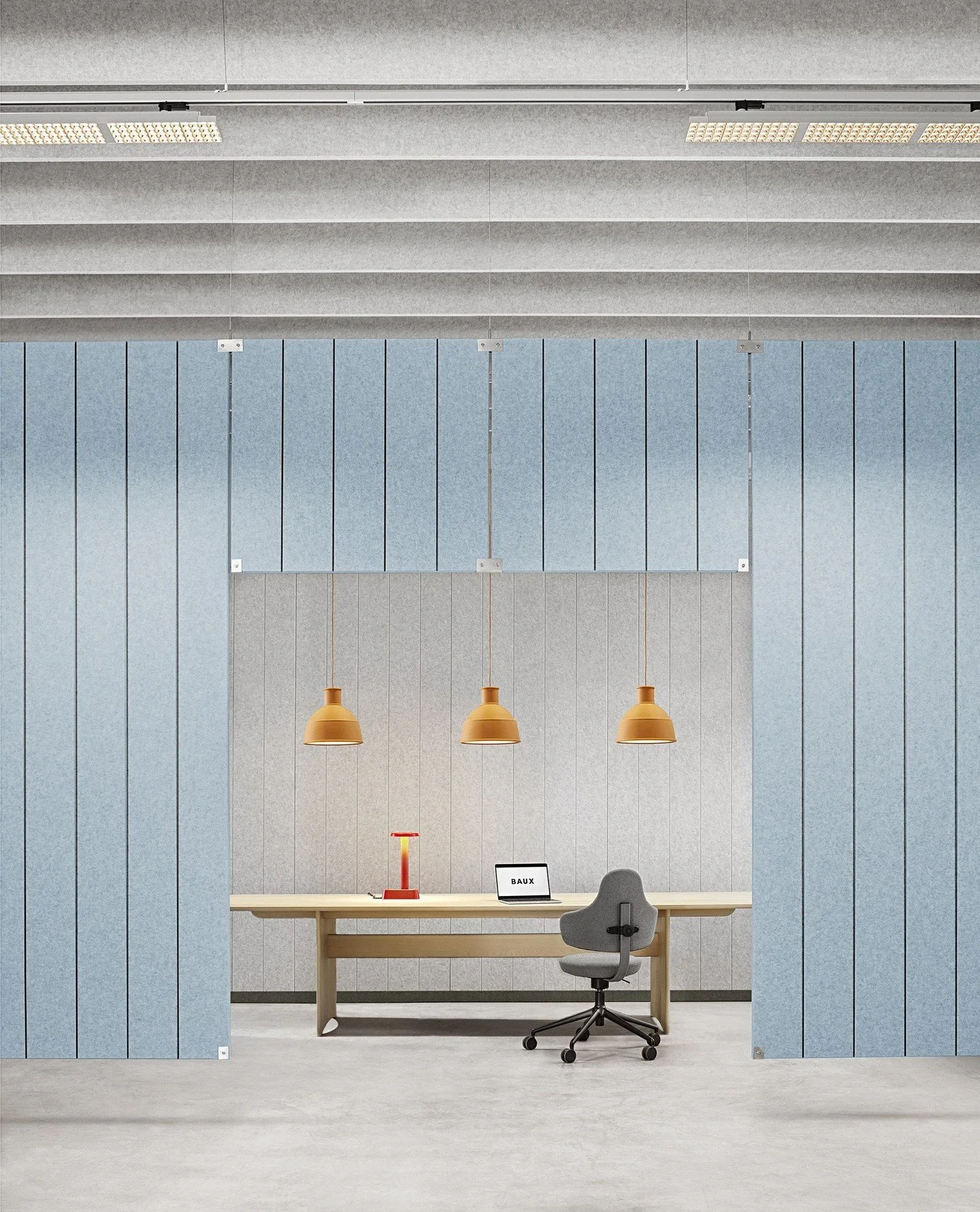 Launching today from @bauxdesign, a new extension to their X-FELT collection.⁠
⁠
Entitled X-FELT Floating, the collection includes hanging dividers, baffles and grids. Designed by @formuswithlove, the new products allow designers to transform acousti