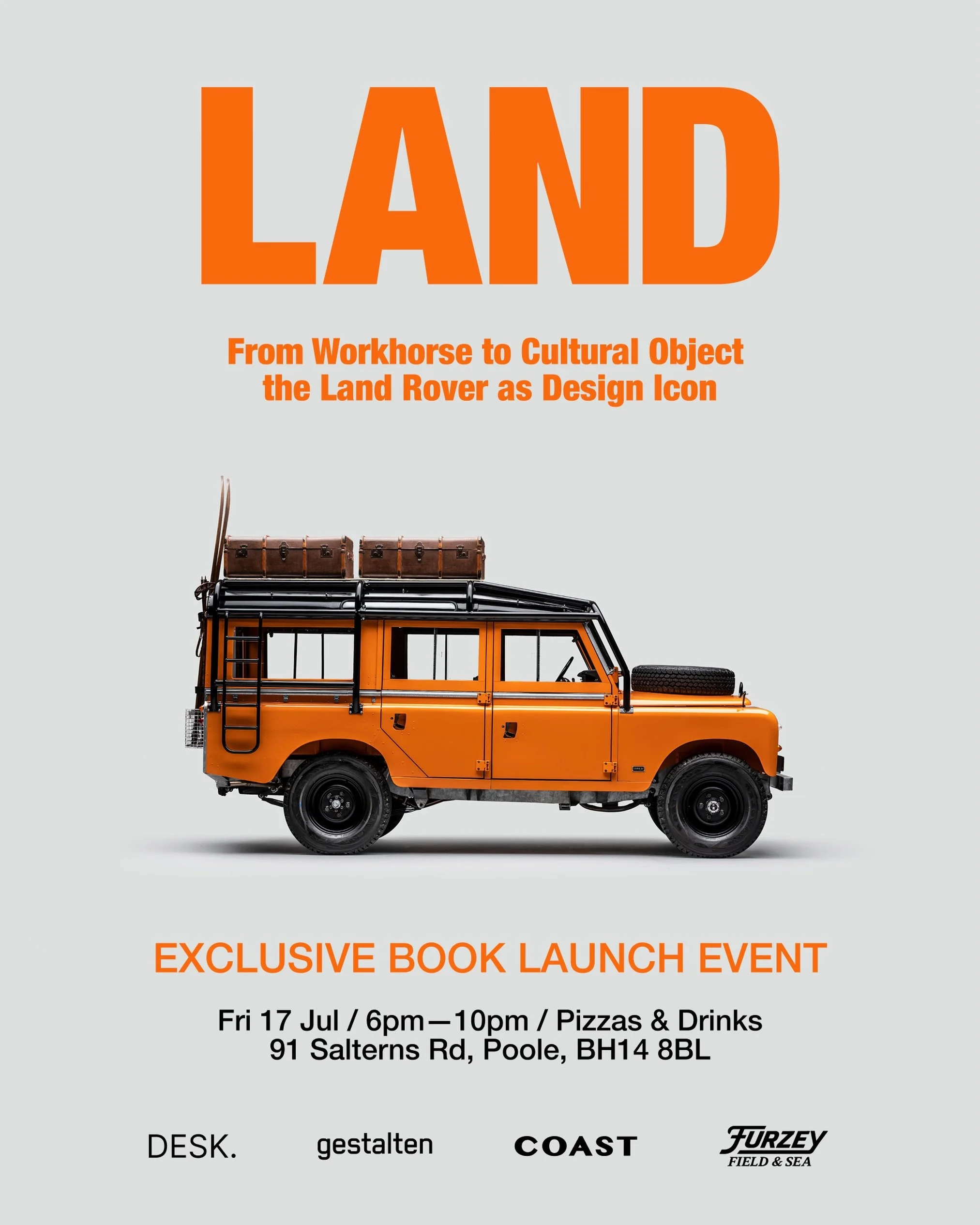 SAVE THE DATE: Join us for the exclusive launch of the collaboration book by @by_desk and @gestalten - LAND. From workhorse to cultural object, the Land Rover as design icon. Including 35 featured contributors from around the world across BUILD / CUL