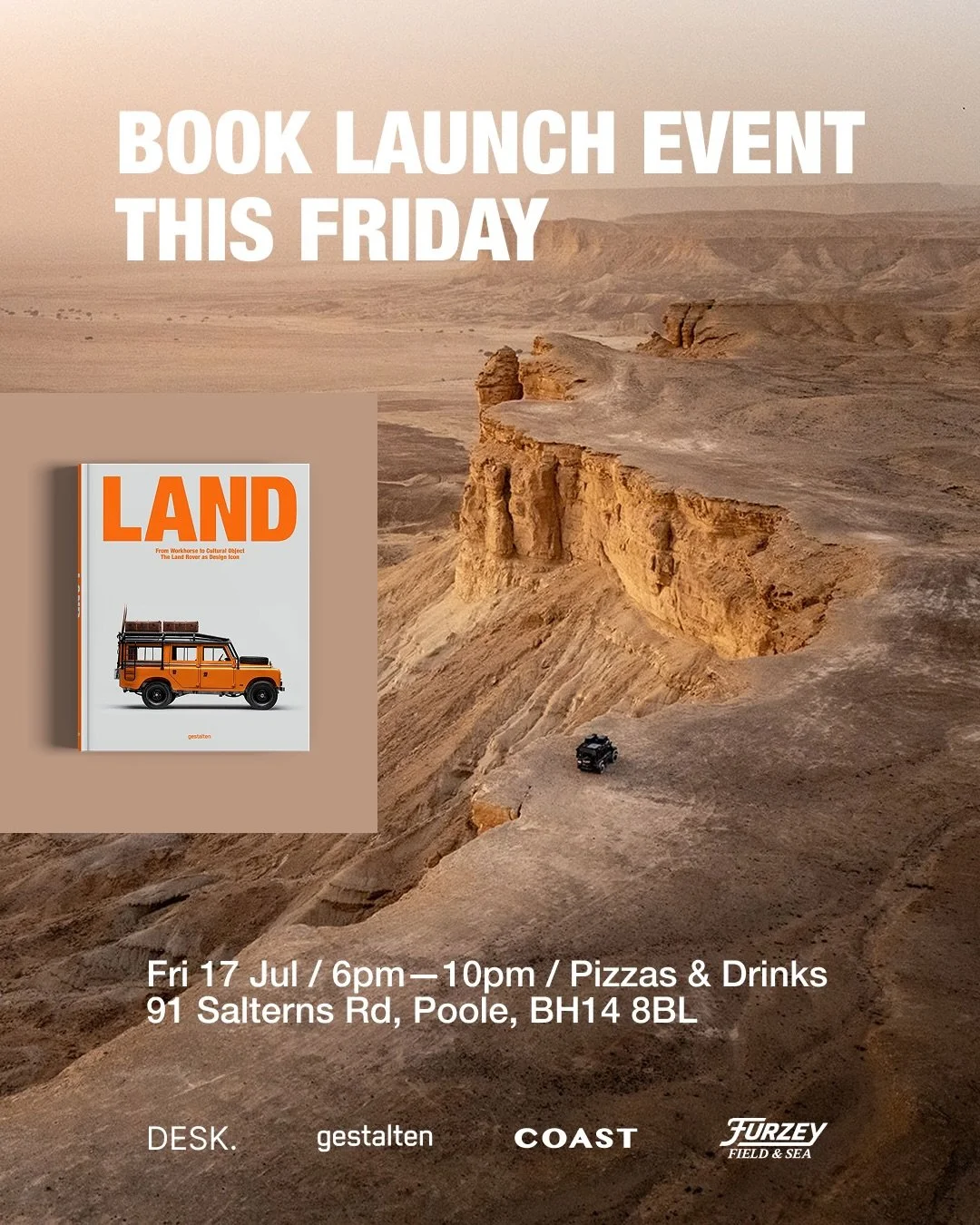 EXCLUSIVE BOOK LAUNCH EVENT THIS FRIDAY 17th JULY from 6pm. Join us for pizzas and drinks and the exclusive book launch of LAND, a collaboration project between @by_desk and @gestalten. Copies of the book will be on sale on the night. Open to the pub