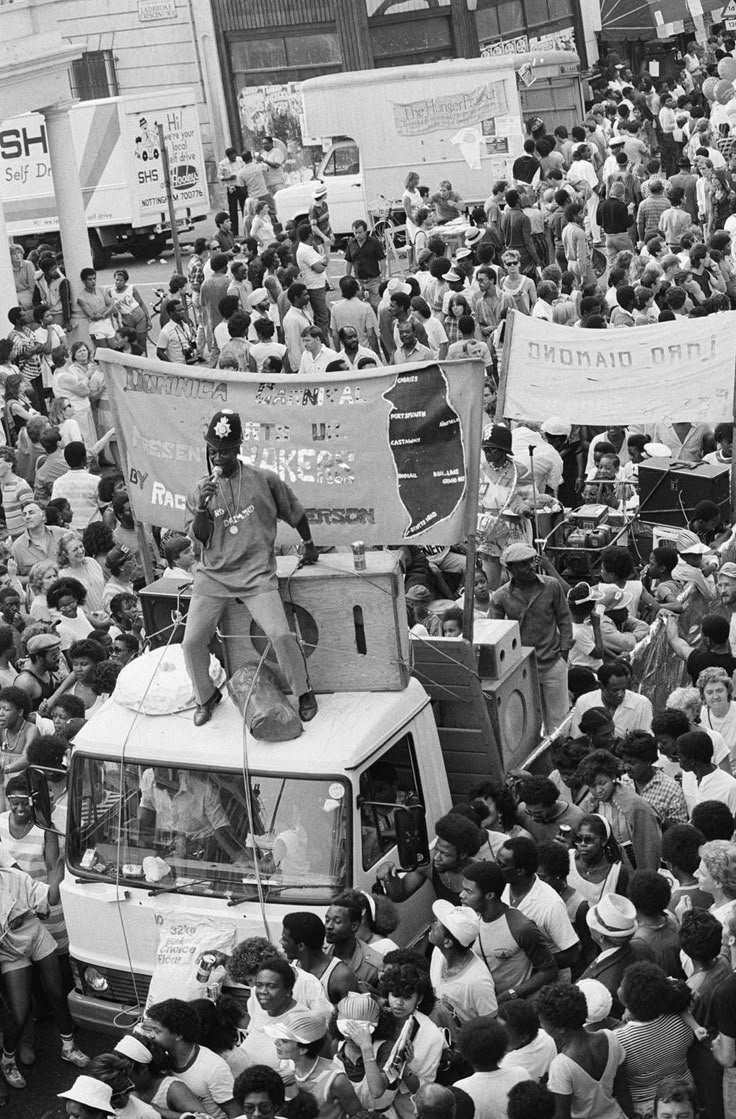 crowd of people during Notting Hill Carnival in 1984
