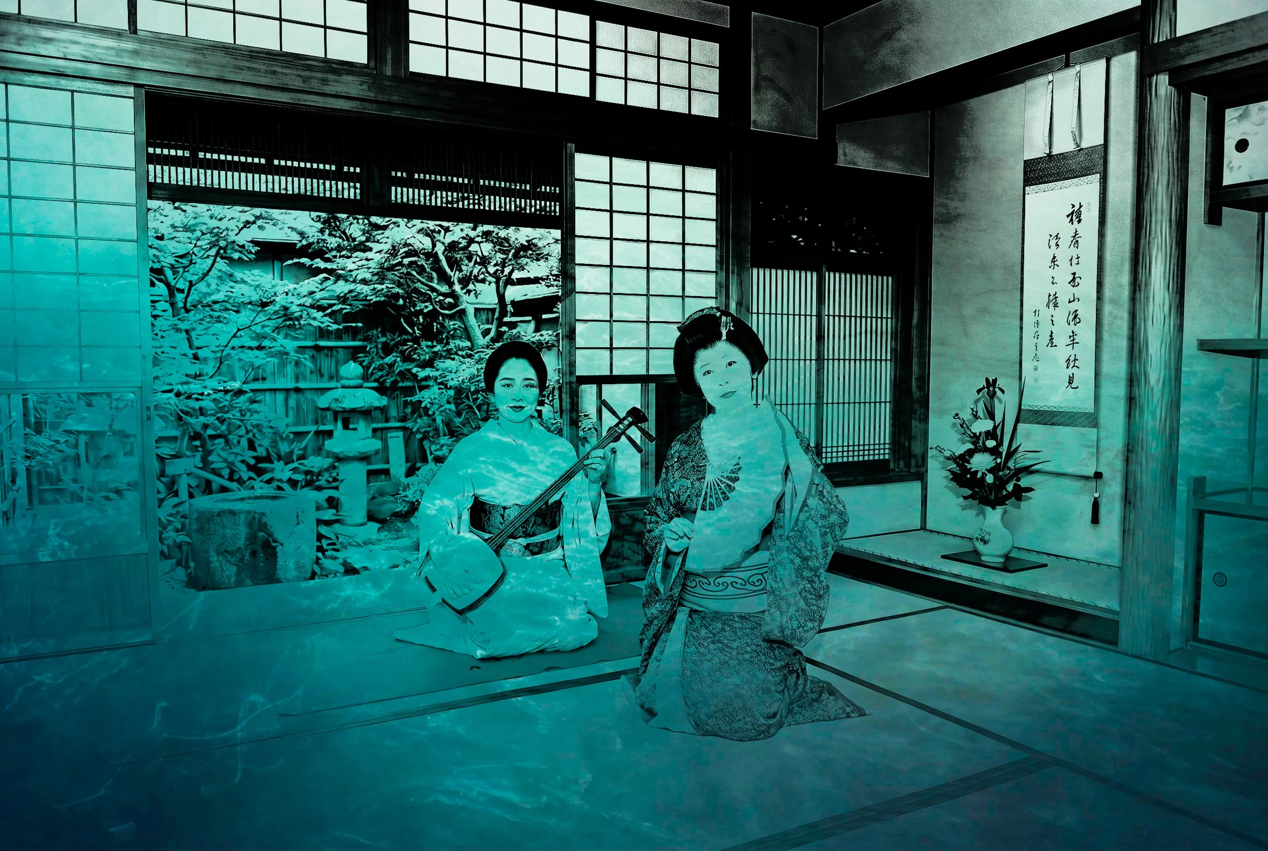 two geisha , private dinner , tokyo