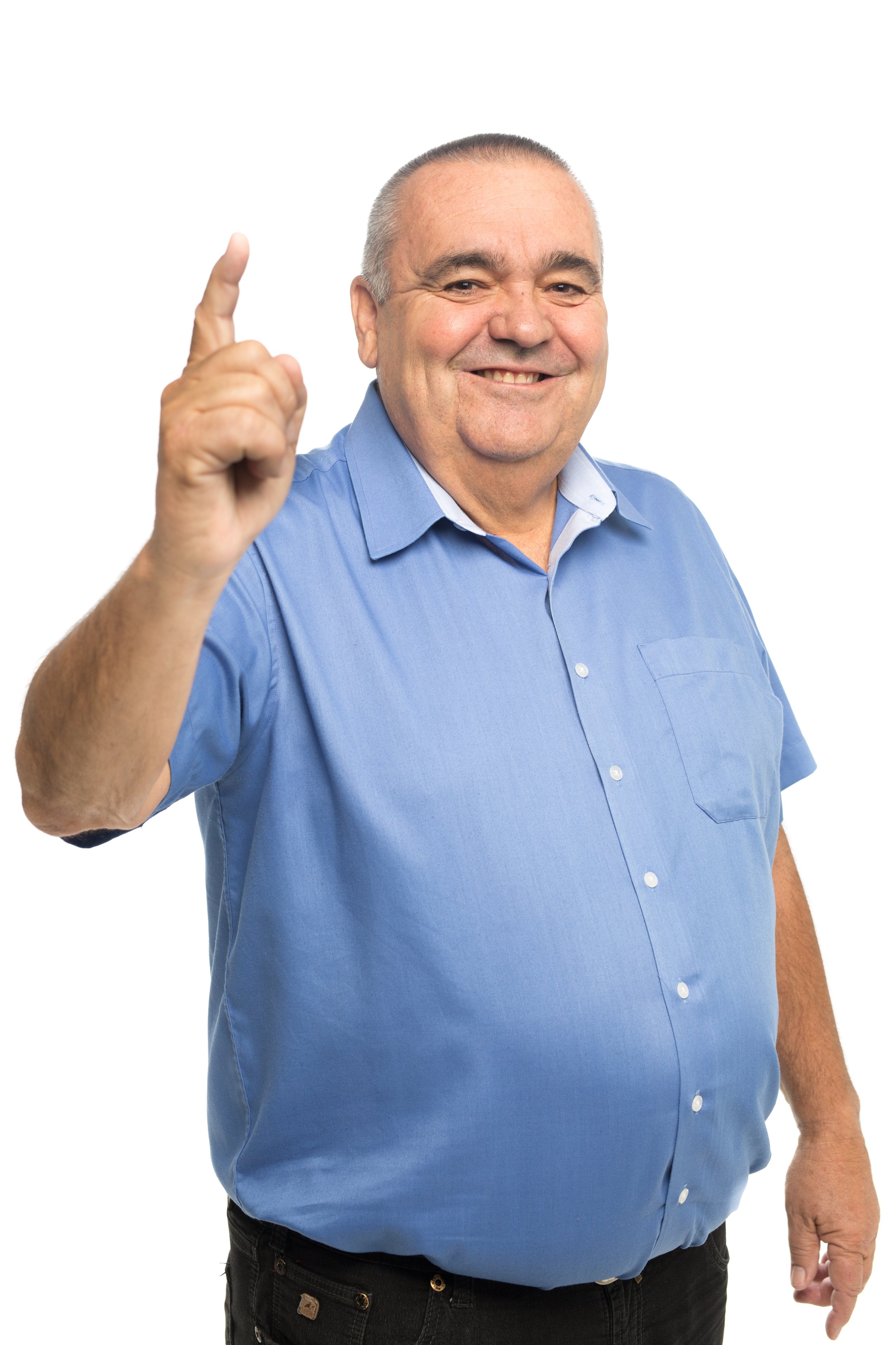 Portrait d'affaires - Homme souriant en chemise bleue