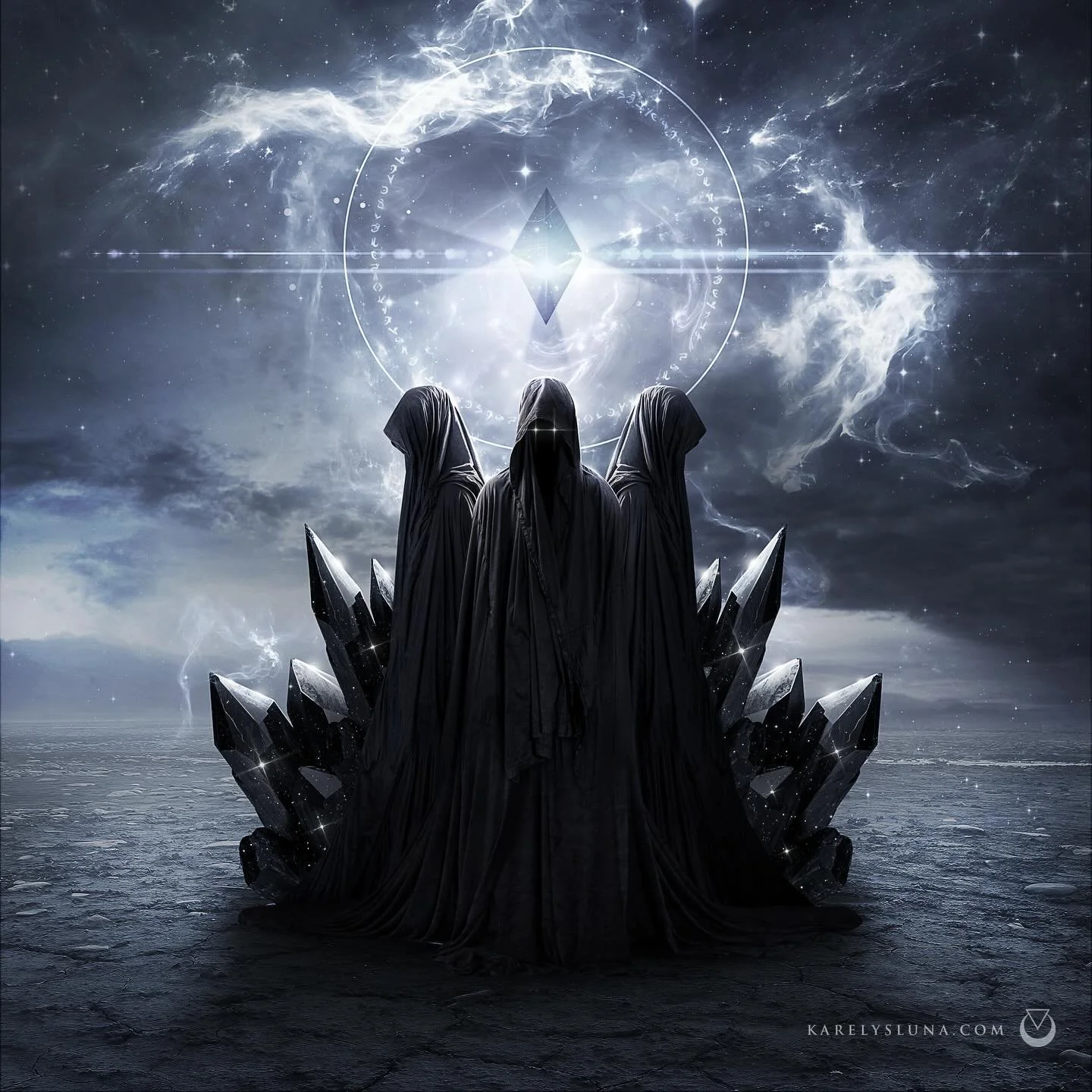 🌘The Obsidian Triad 🌒
Hello friends! Here&rsquo;s the final result of my most recent YouTube video where I share the @photoshop process of this photomanipulation piece inspired by The Hex Core of @arcaneshow, Wiseman of Sailor Moon S and the Silent