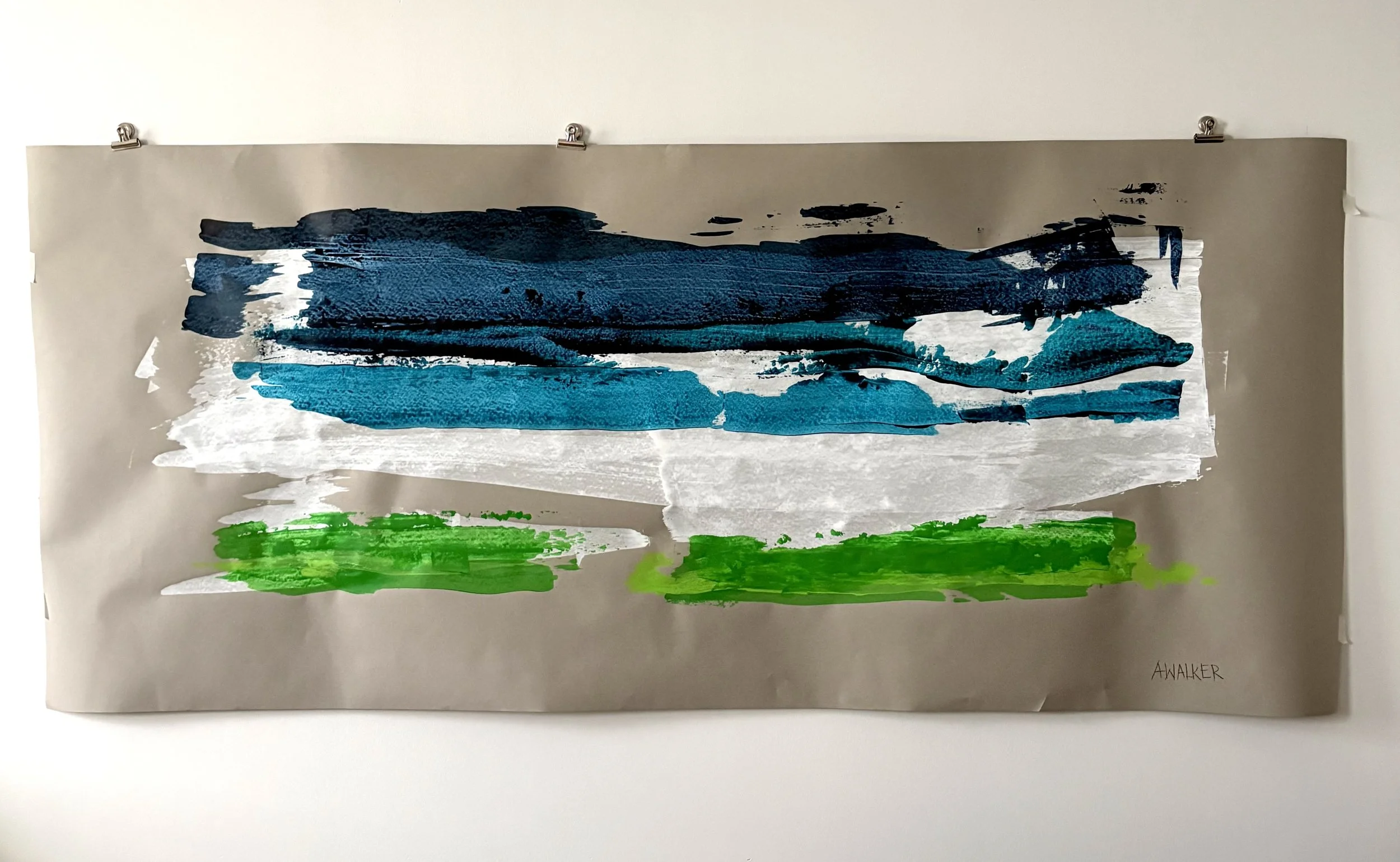 "2,000 Years From Now", 8 × 3.5 feet. Acrylic painting on heavyweight paper. 2026.

Toni Morrison’s essay “The Future of Time” says that, without dismissing existential issues, we must break up with The End of The World and imagine the future. Her di