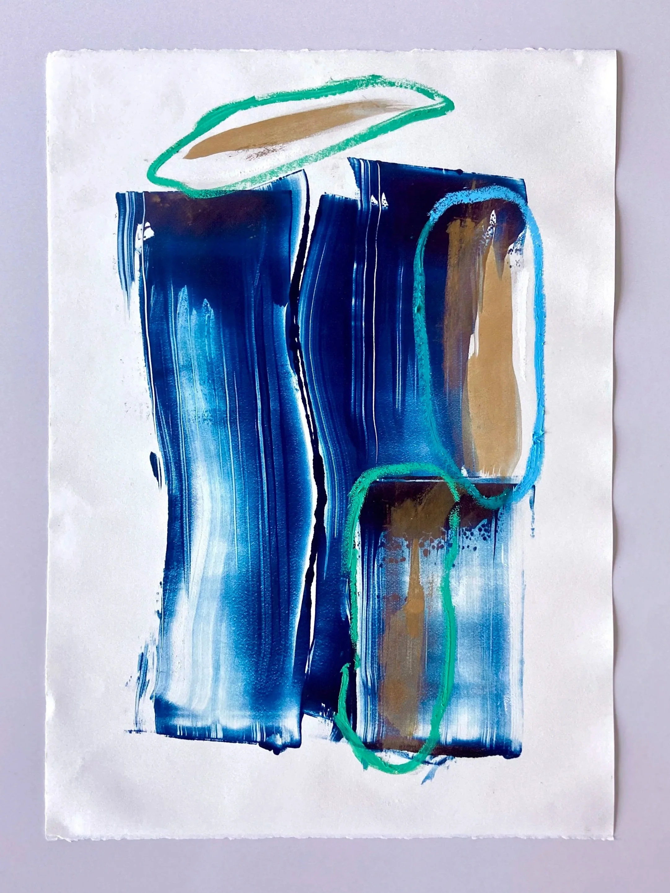 "Simple Gifts (Waterfall)", 19 × 26 inches. Monotype print, gold dust, oil pastel, & graphite on paper.

Inspired by nature and the Shaker hymn:

‘Tis the gift to be simple, ‘tis the gift to be free
‘Tis the gift to come down where we ought to be,
An