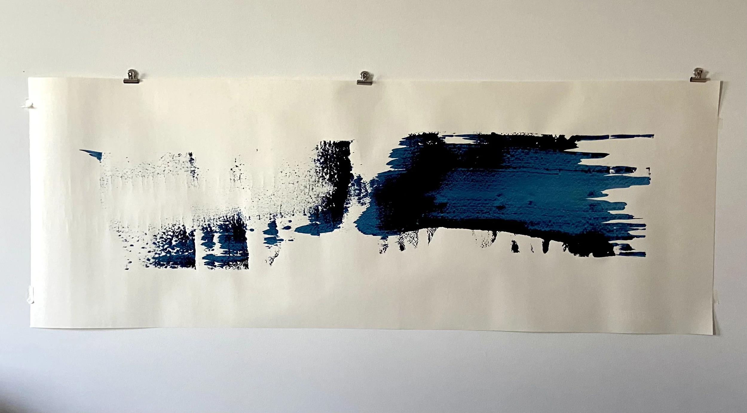 "Peace and Rumors of Peace", 7 x 3 feet. Acrylic on heavyweight paper. 2026. Word soars across the wavelengths.