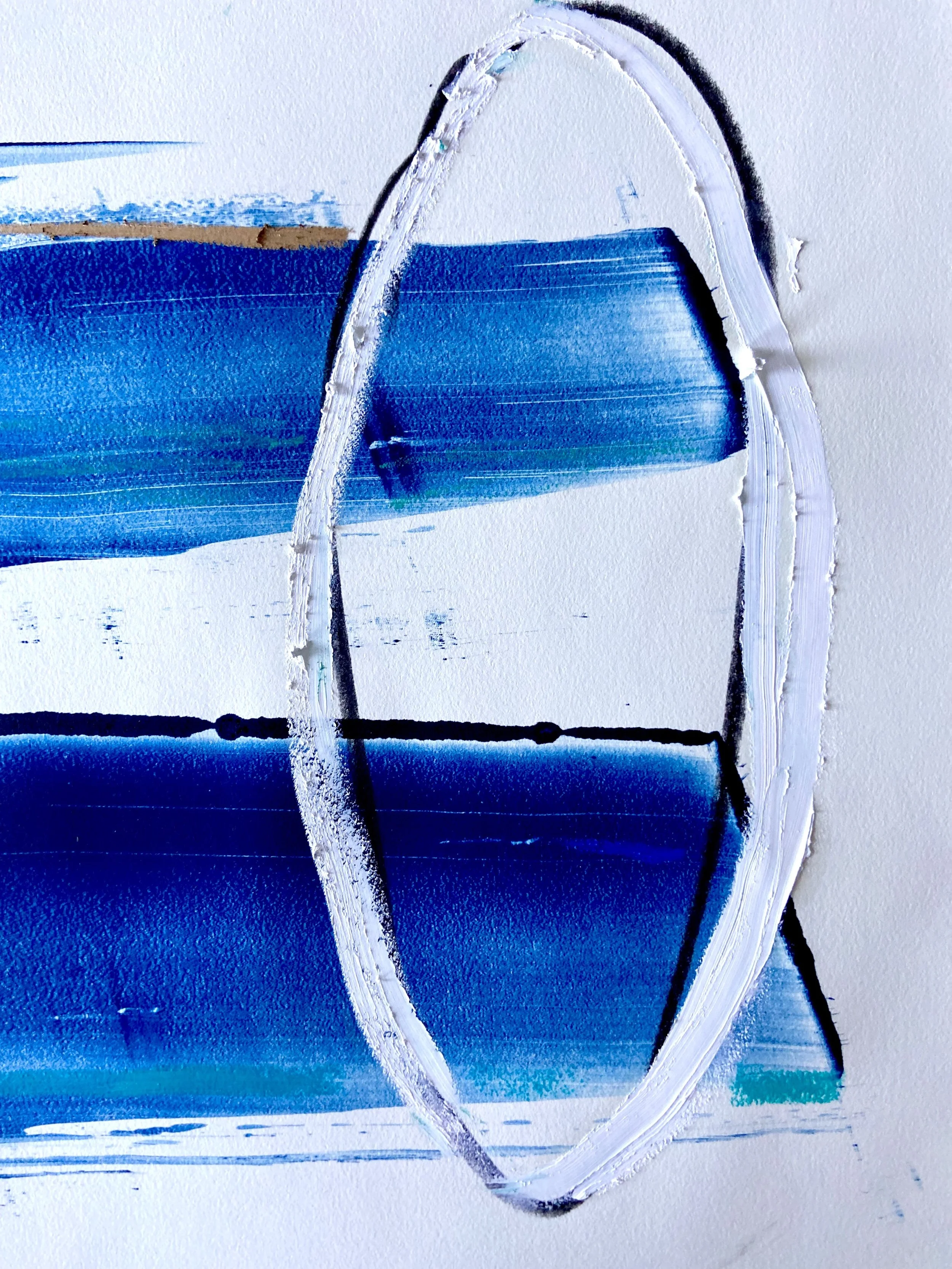 "Respice Finem (Look at the End)", 29 x 19 inches, Monotype print, oil pastel, & graphite on paper.