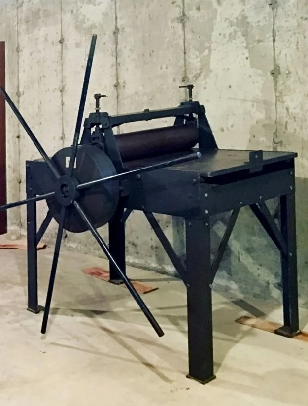 My first press on Martha's Vineyard, 2016. Took a crane to move it, old iron sides.