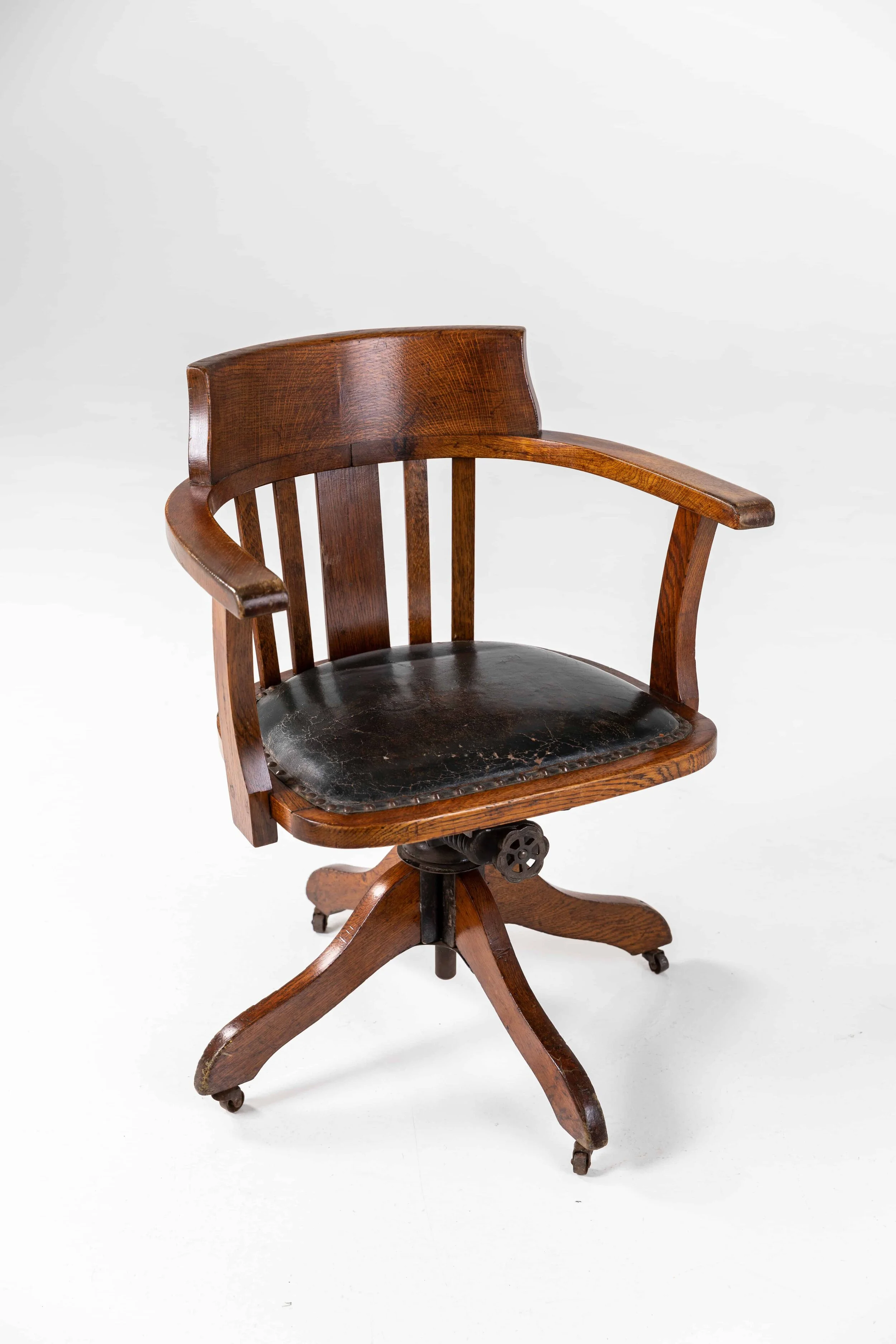 Antique Wooden Swivel Desk Chair Oak Chair Old Wooden Office Chair