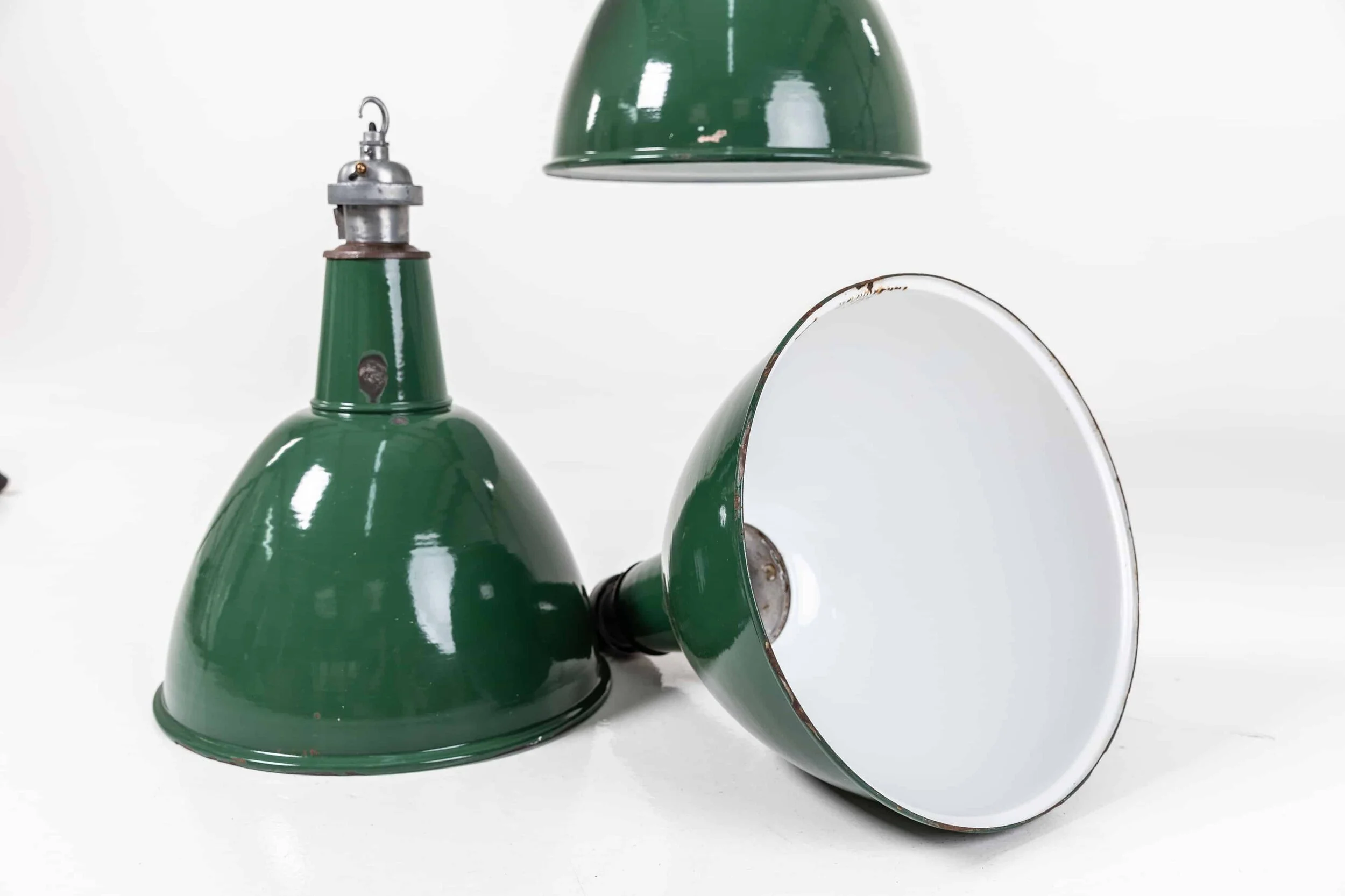 Large Industrial Enamel Lamps — Antiques Workshop | Exceptional Vintage ...