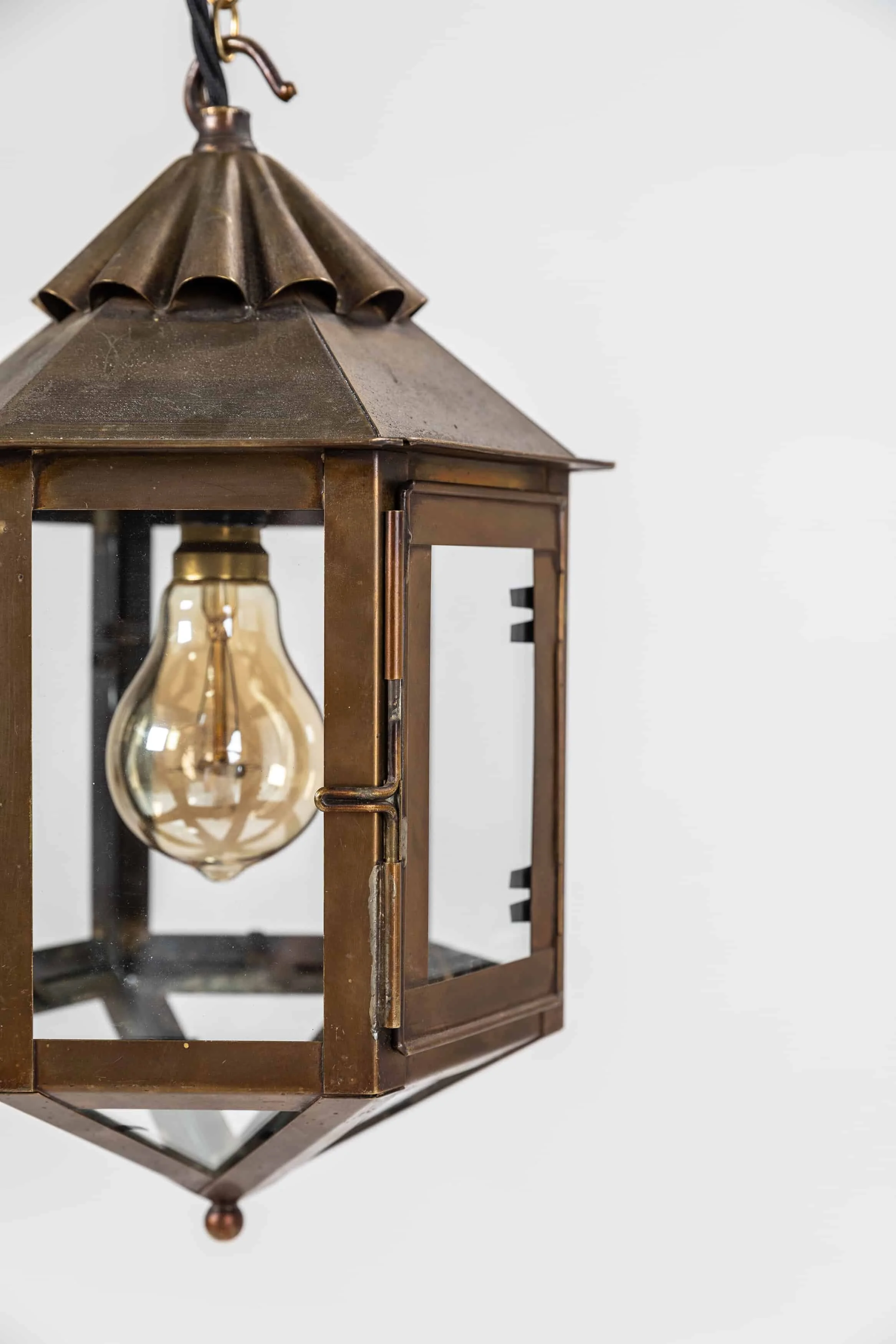 Vintage Industrial Brass Diminutive Glazed Lantern (5).jpg