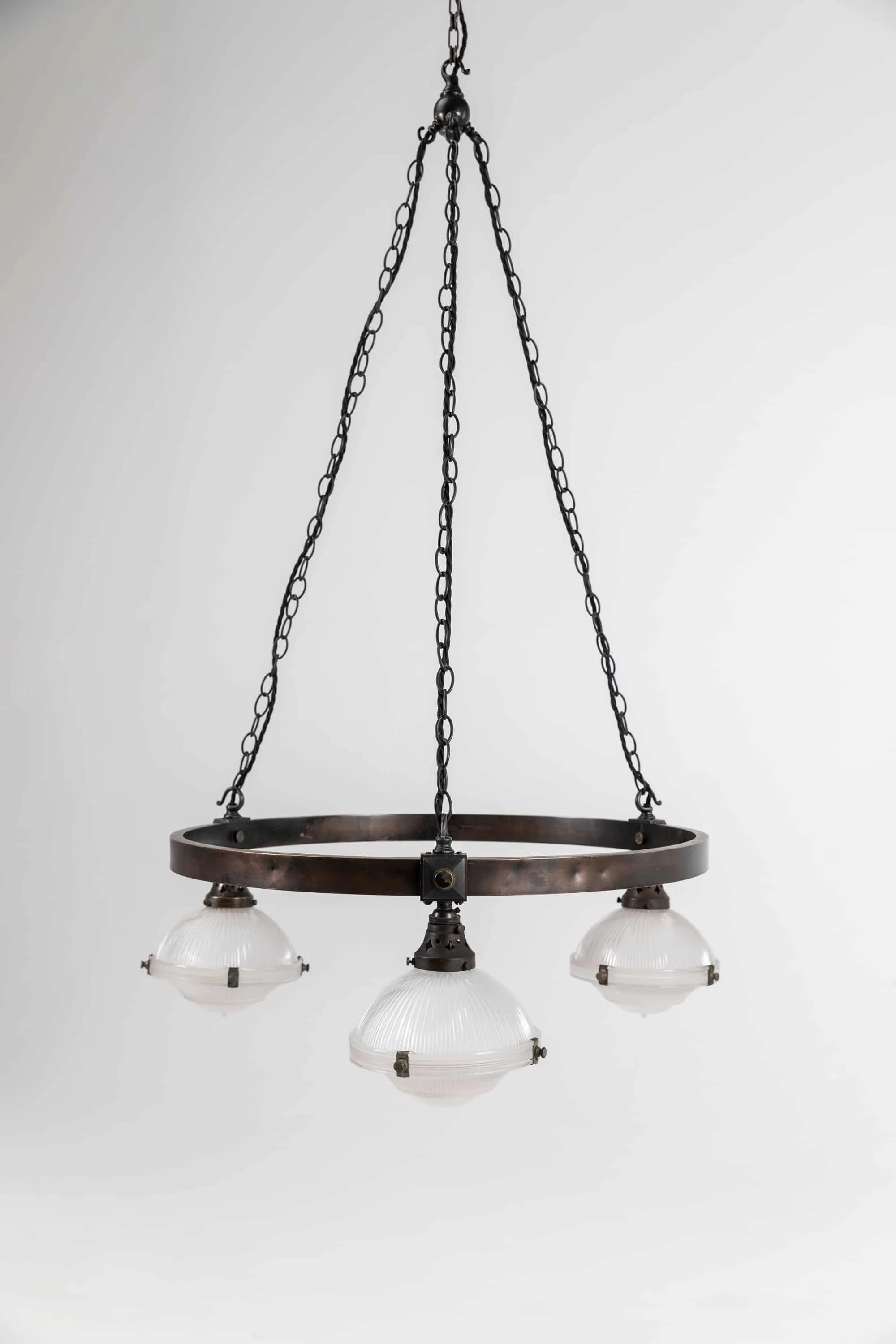 Large Antique Holophane Brass church chandelier light (6).jpg