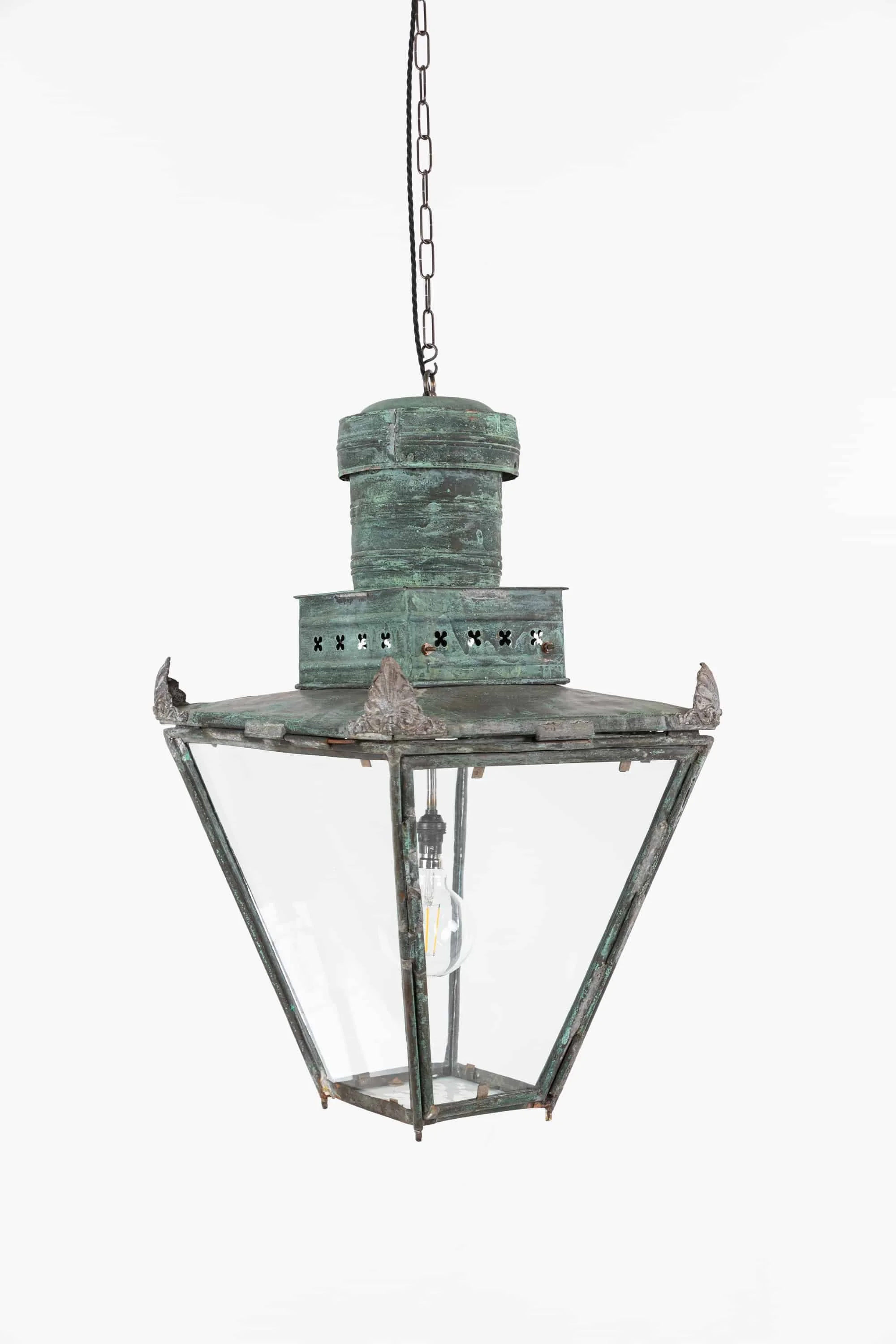 Early 19th Century Copper Street Lantern Pendant Light — Antiques