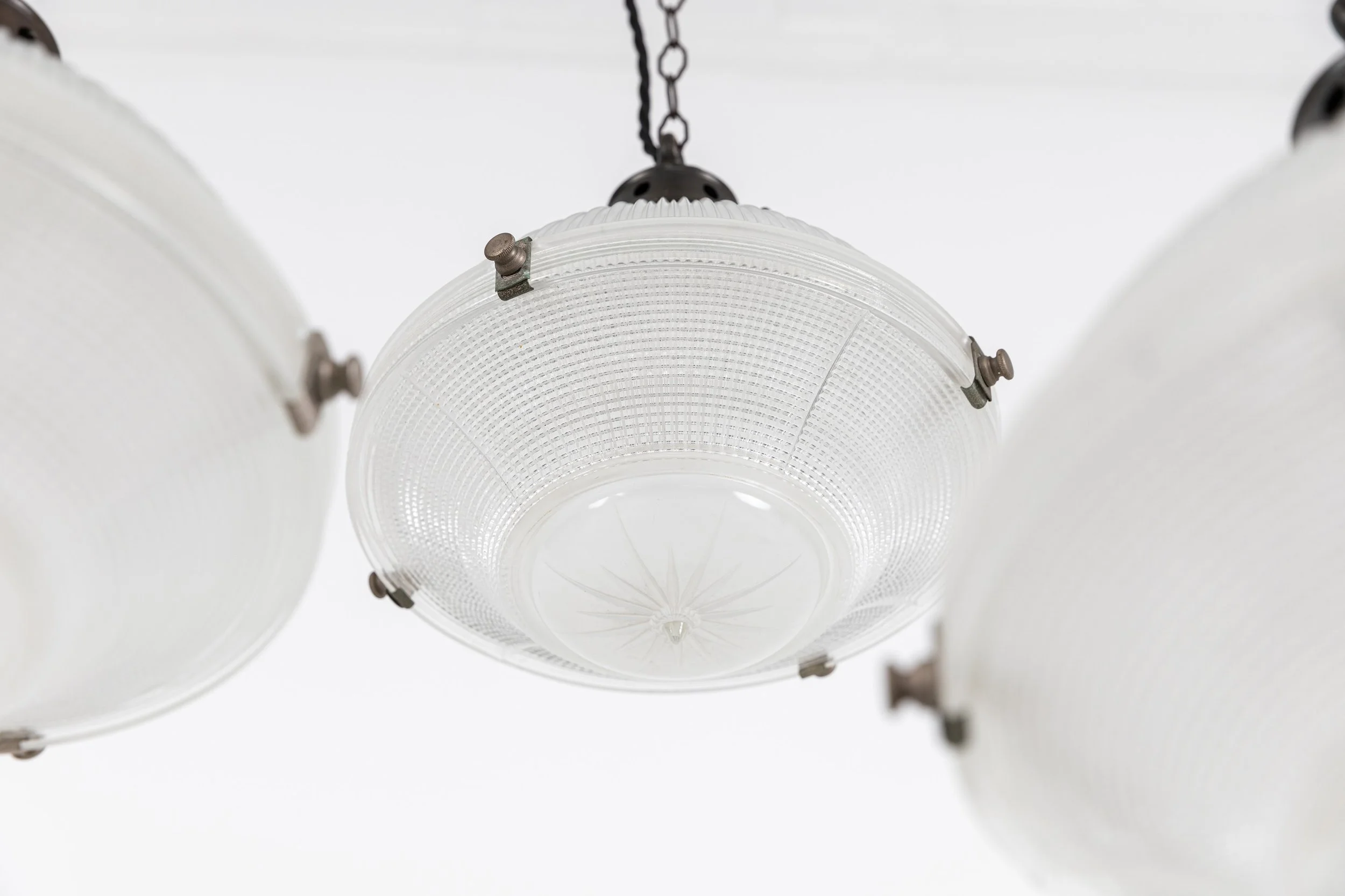 Vintage Antique Art Deco Holophane Prismatic Glass Reflector Pendant Lamp Light (17).jpg