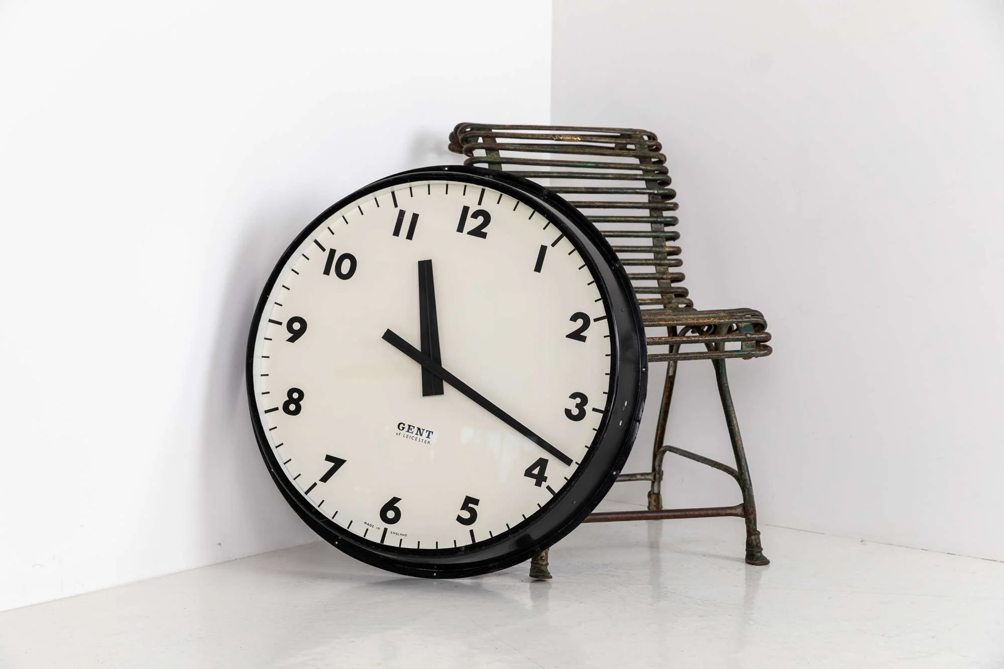 Large Factory Clock Large Black Gents of Leicester Factory Clock — Antiques Workshop ...