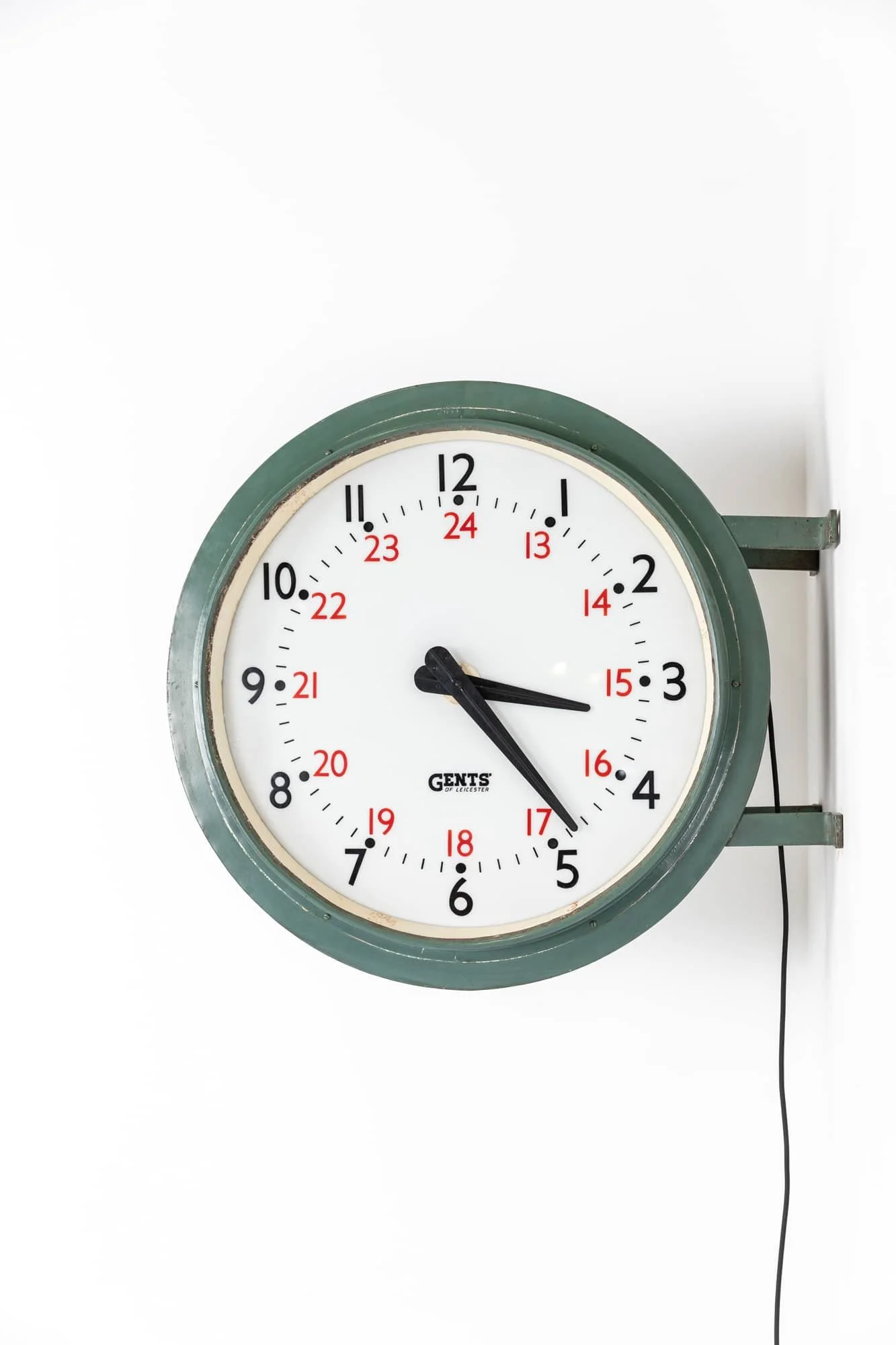 Vintage Industrial Green Double Sided Illuminated Gents of Leicester Clocks (38).jpg