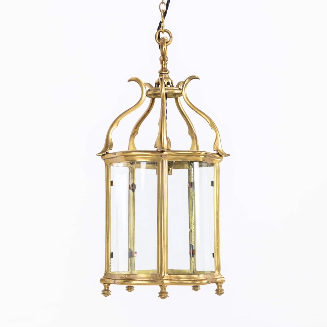 Beautiful porch / hall lantern by Faraday &amp; Son. Polished cast brass frame with original curved glazed panels. 

#antiquesworkshop #vintageindustrial #antique #vintage #midcentury #antiques #midcenturymodern #interiordesign #interiors #forsale #i