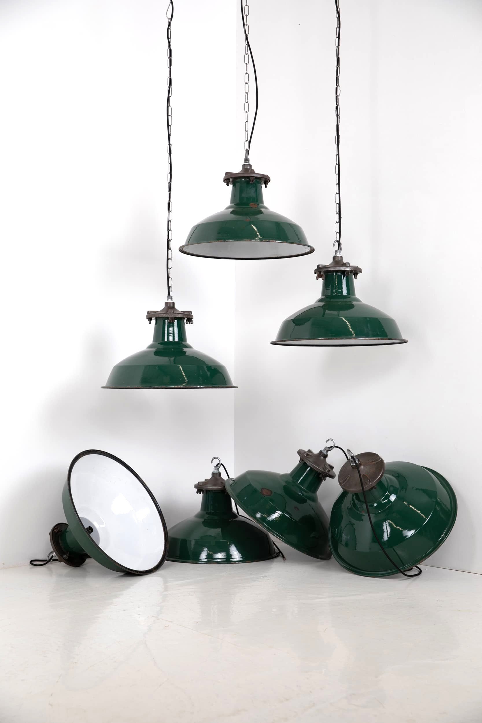 Large Industrial Green Simplex Enamel Pendant Light — Antiques Workshop ...