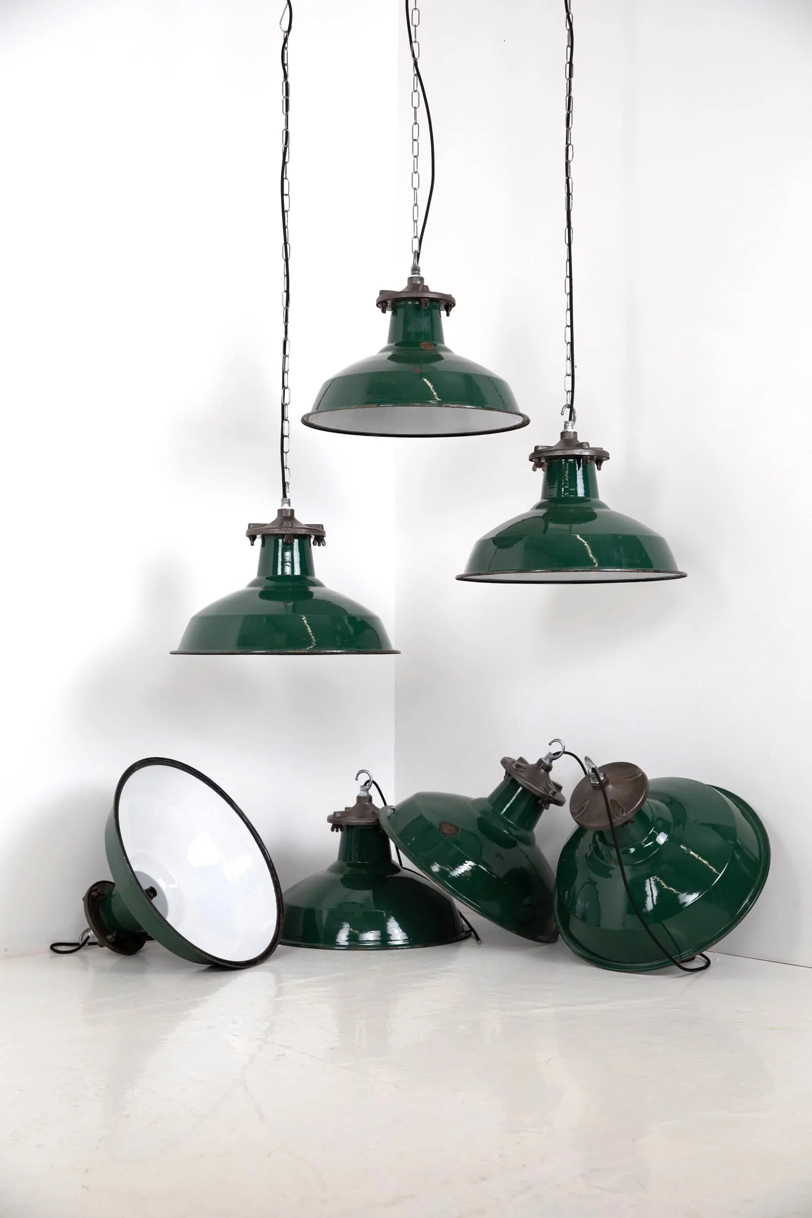 Large Industrial Green Simplex Enamel Pendant Light — Antiques Workshop ...