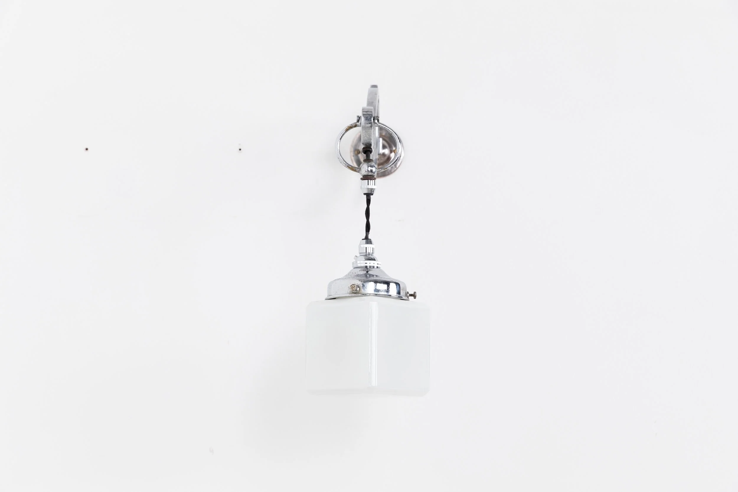 Antique Art Deco Chrome GEC Wall Lamp with Opaline Cube Shade (11).jpg