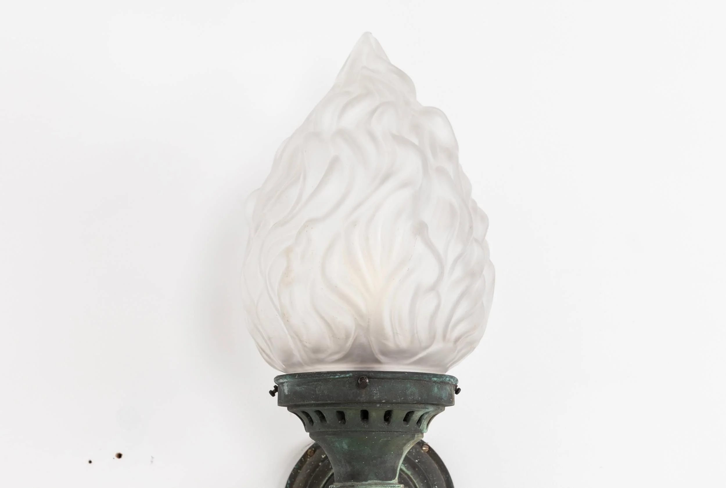 Antique Victorian Monumental Verdigris Bronze Outdoor Torch Flame Wall Lights (28).jpg