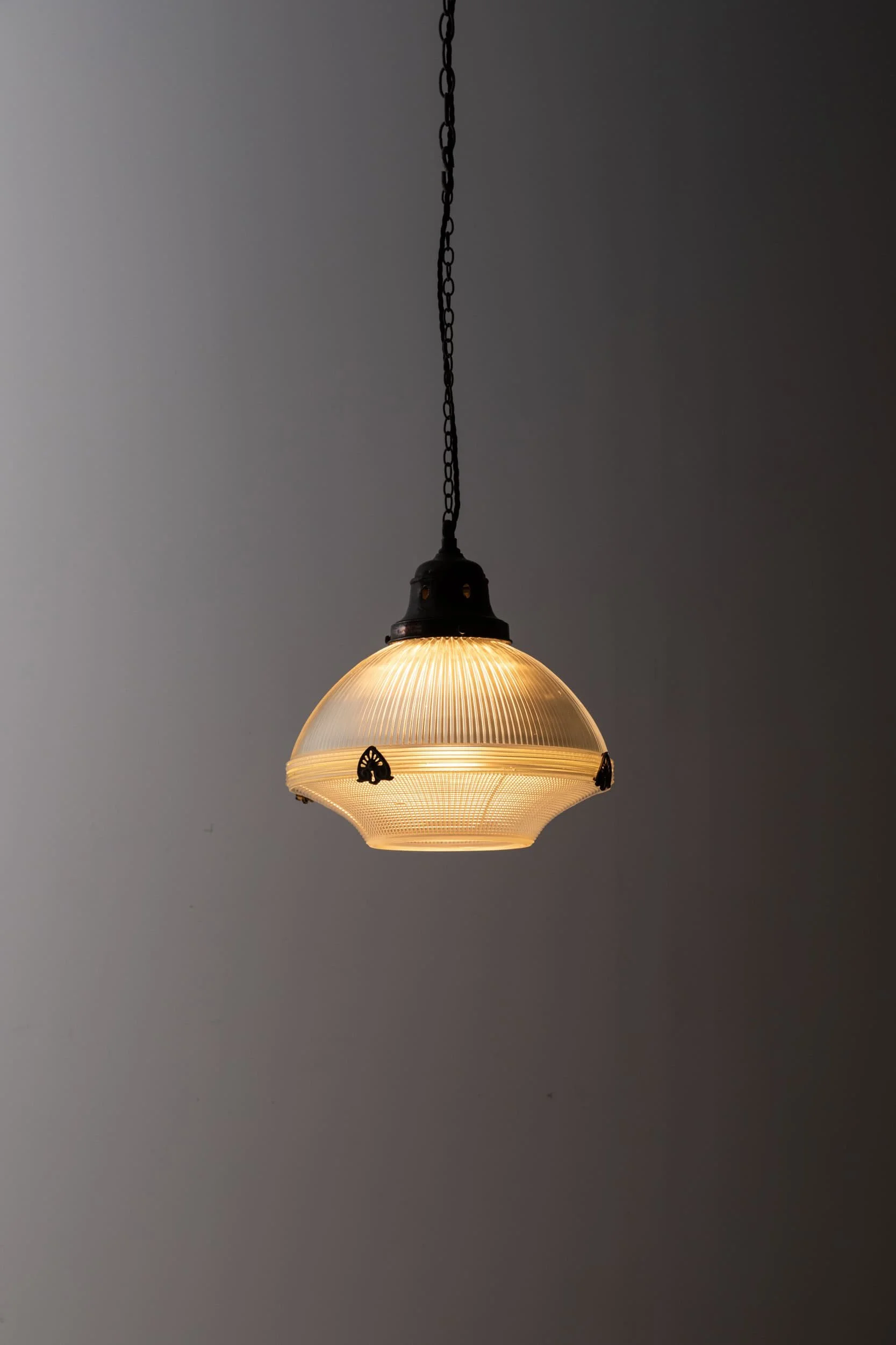 Antique American Holophane Single Part Reflector Refractor Pendant Light (10).jpg
