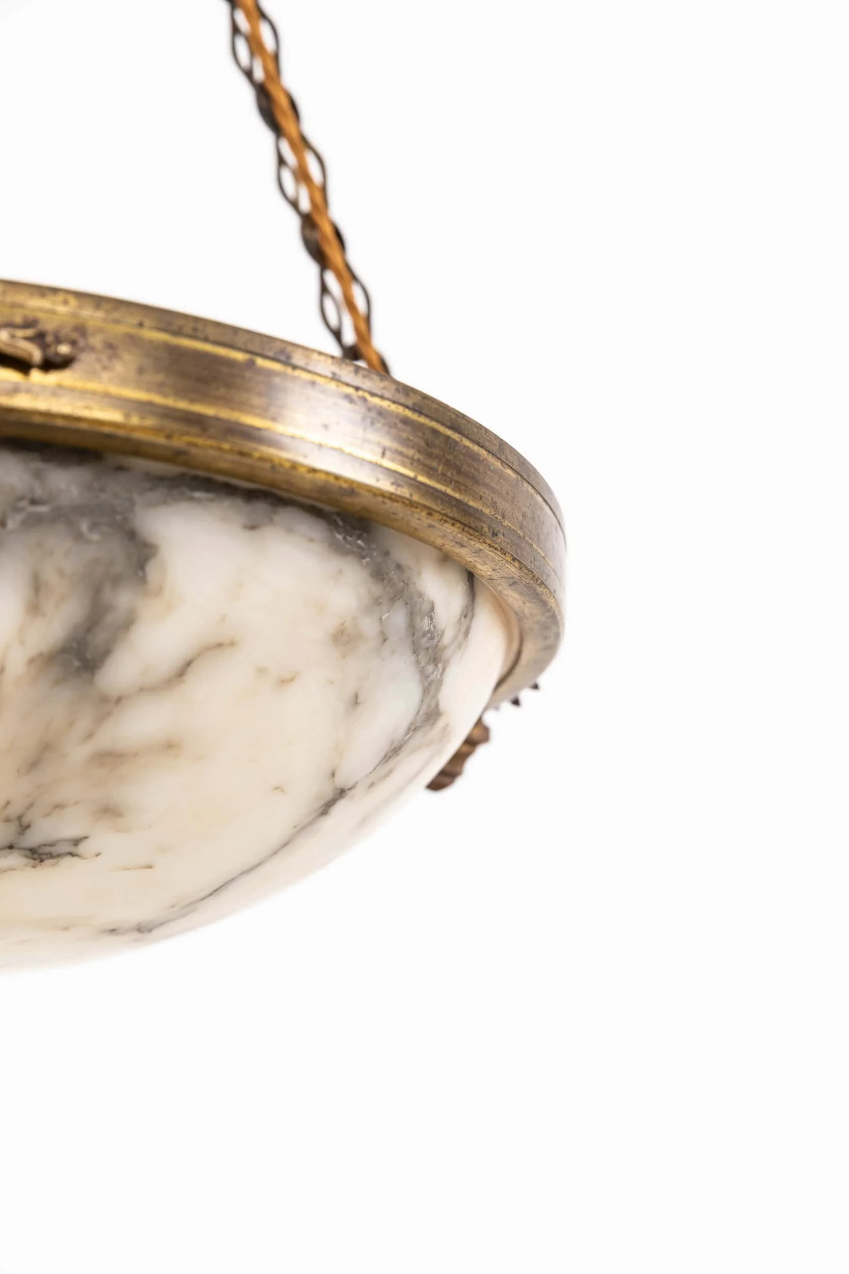 Antique French Alabaster Plafonnier Light in Decorative Brass Ring (3).jpg