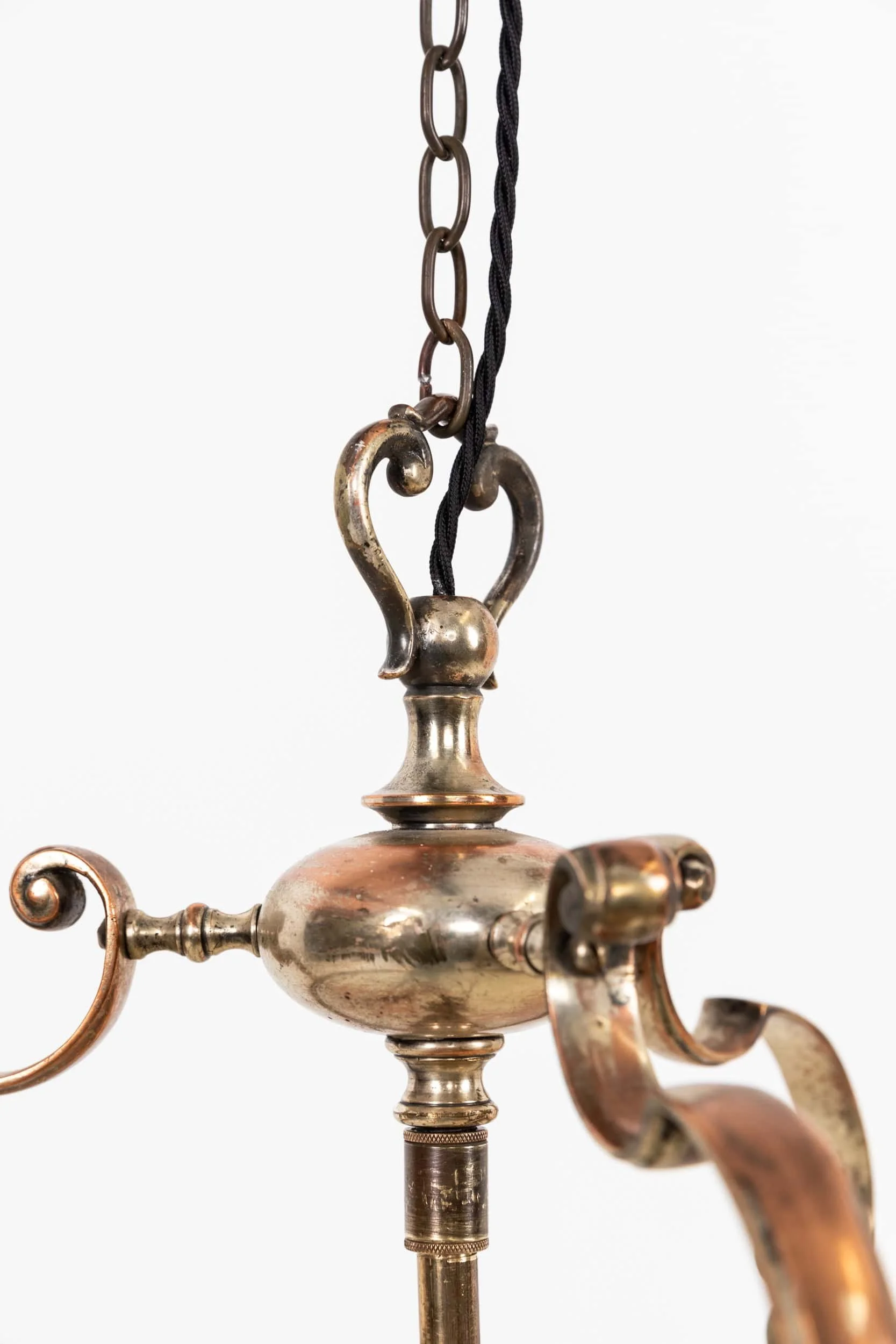 Antique Arts & Crafts Cast GEC Cut Glass Plafonnier Pendant Light (6).jpg