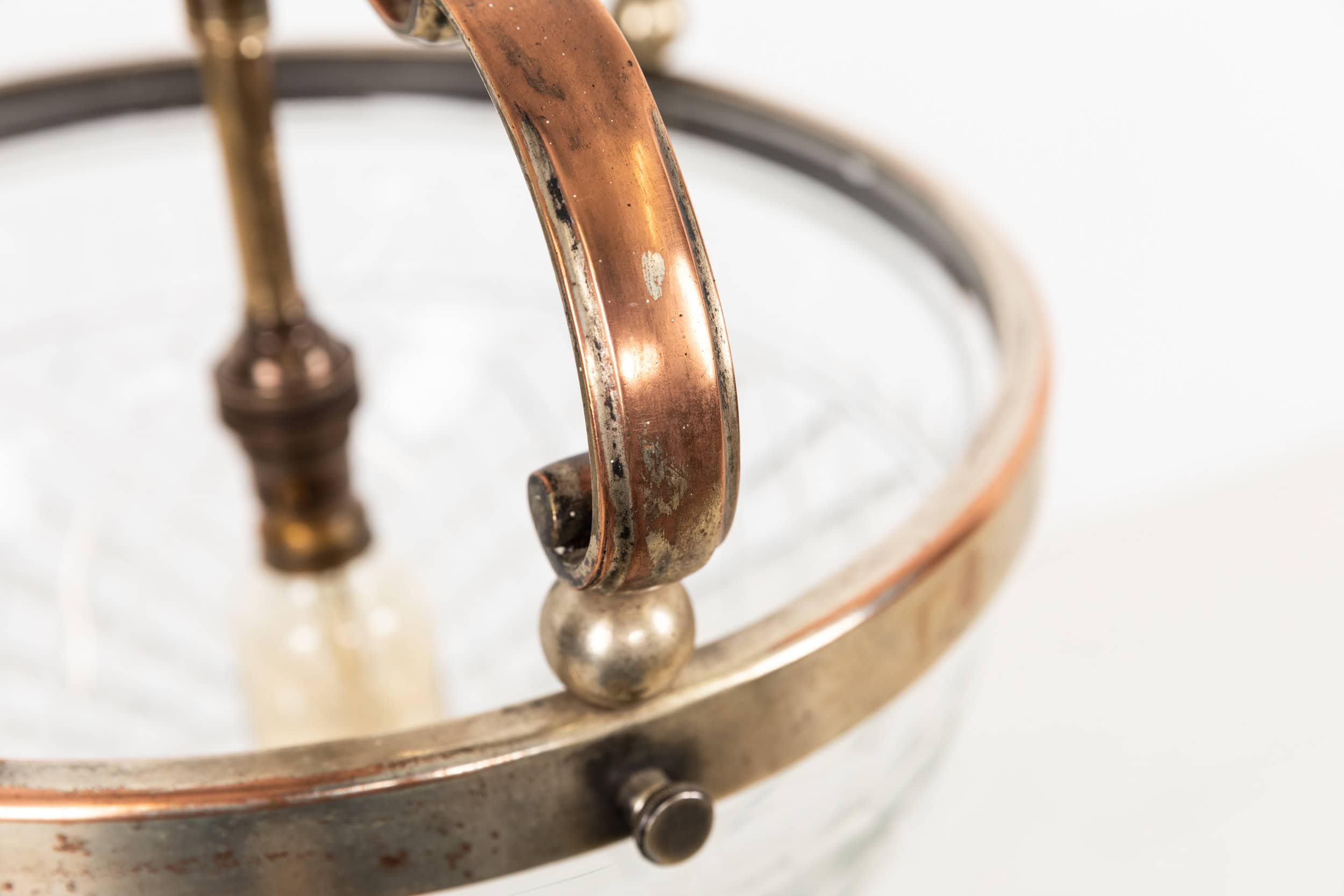 Antique Arts & Crafts Cast GEC Cut Glass Plafonnier Pendant Light (10).jpg