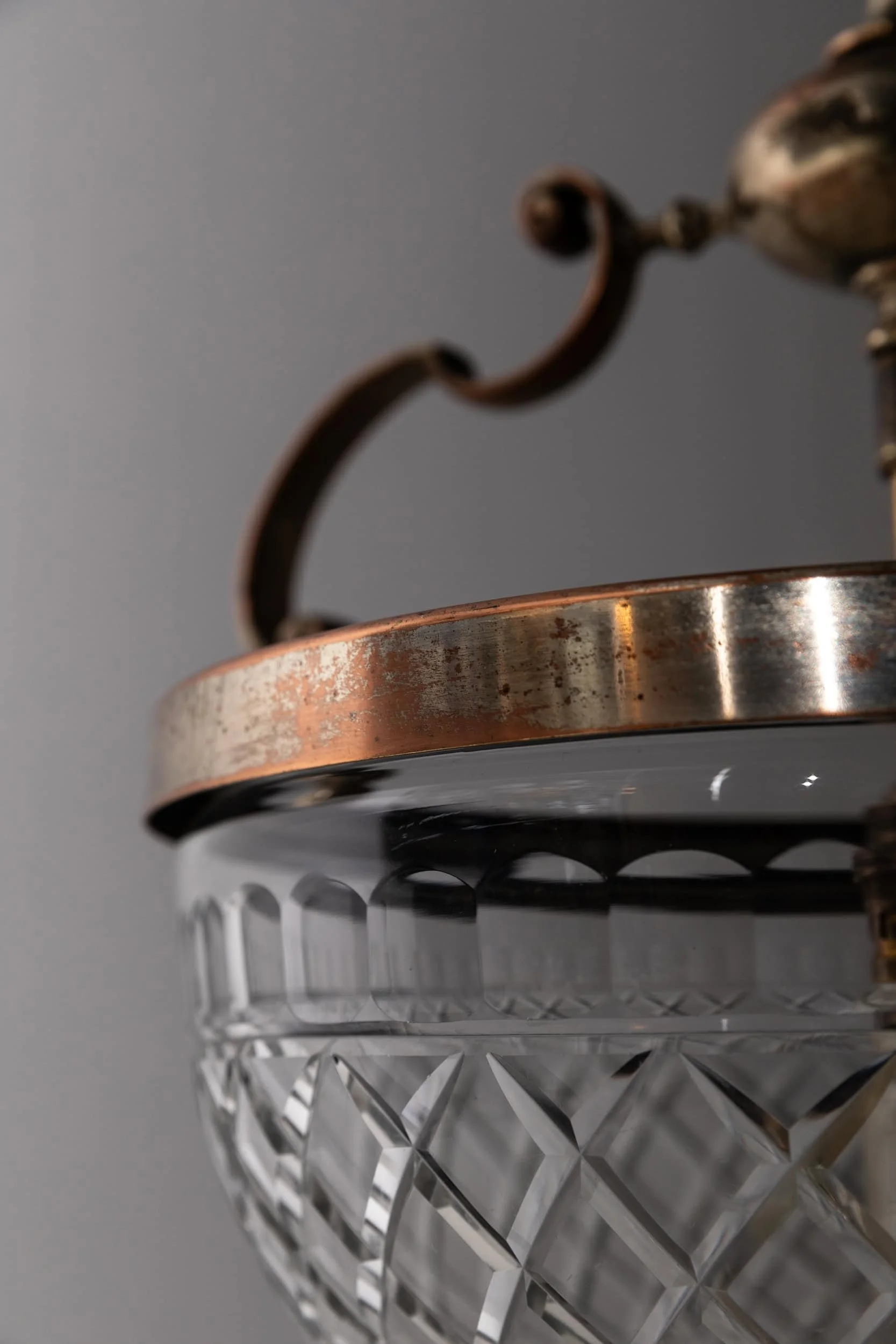 Antique Arts & Crafts Cast GEC Cut Glass Plafonnier Pendant Light (20).jpg