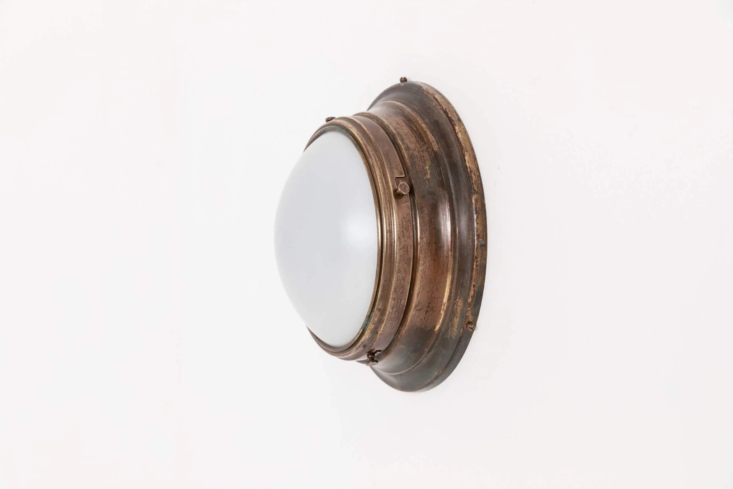 Antique Vintage Industrial Copper Brass Opaline Glass Flush Mount Light (13).jpg