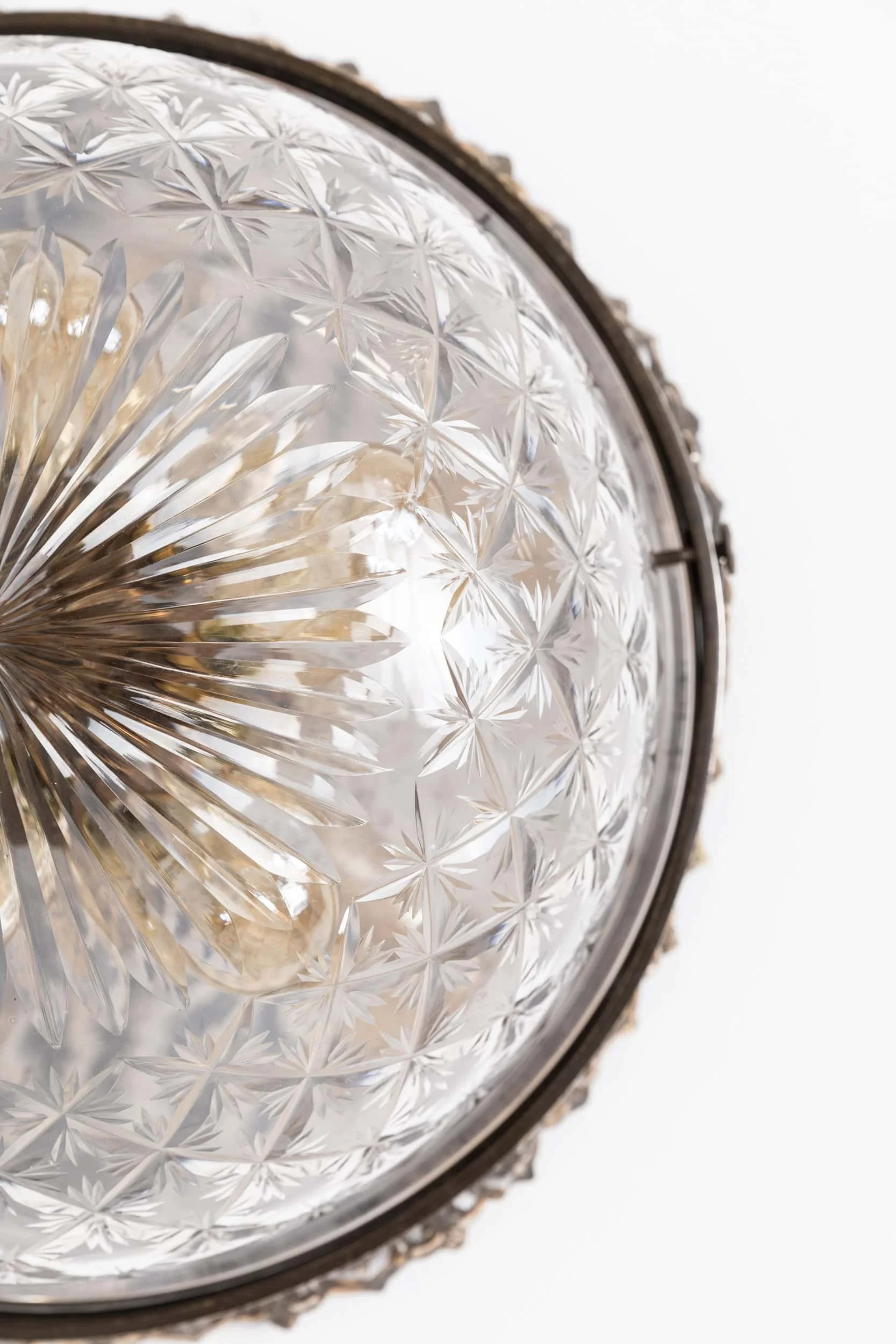 Antique Arts & Crafts Flush Mounted Hand Cut Glass Light (20).jpg